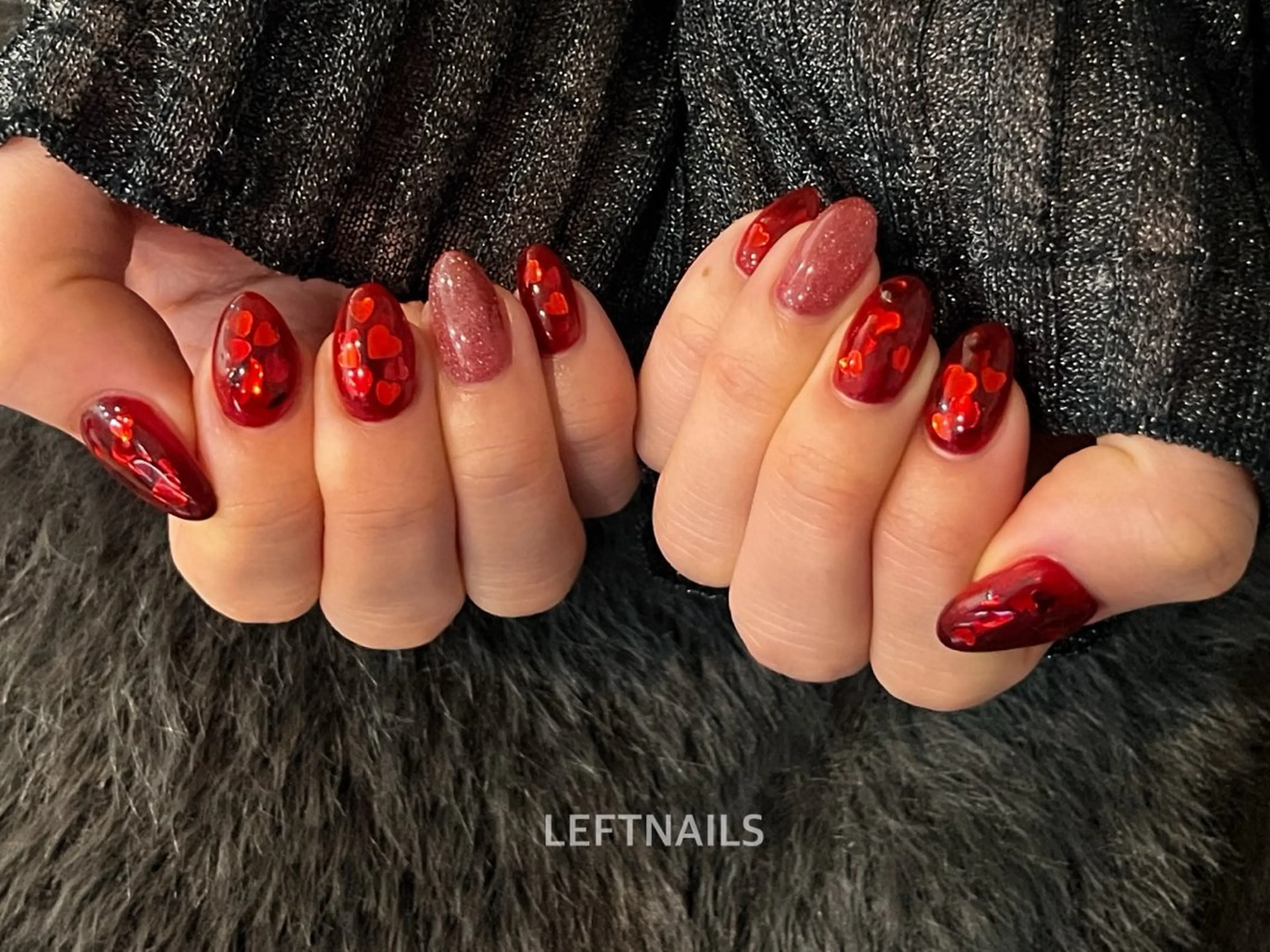 ネイル ハート バレンタイン LEFTNAILS フィルインニュアンスのネイルデザイン