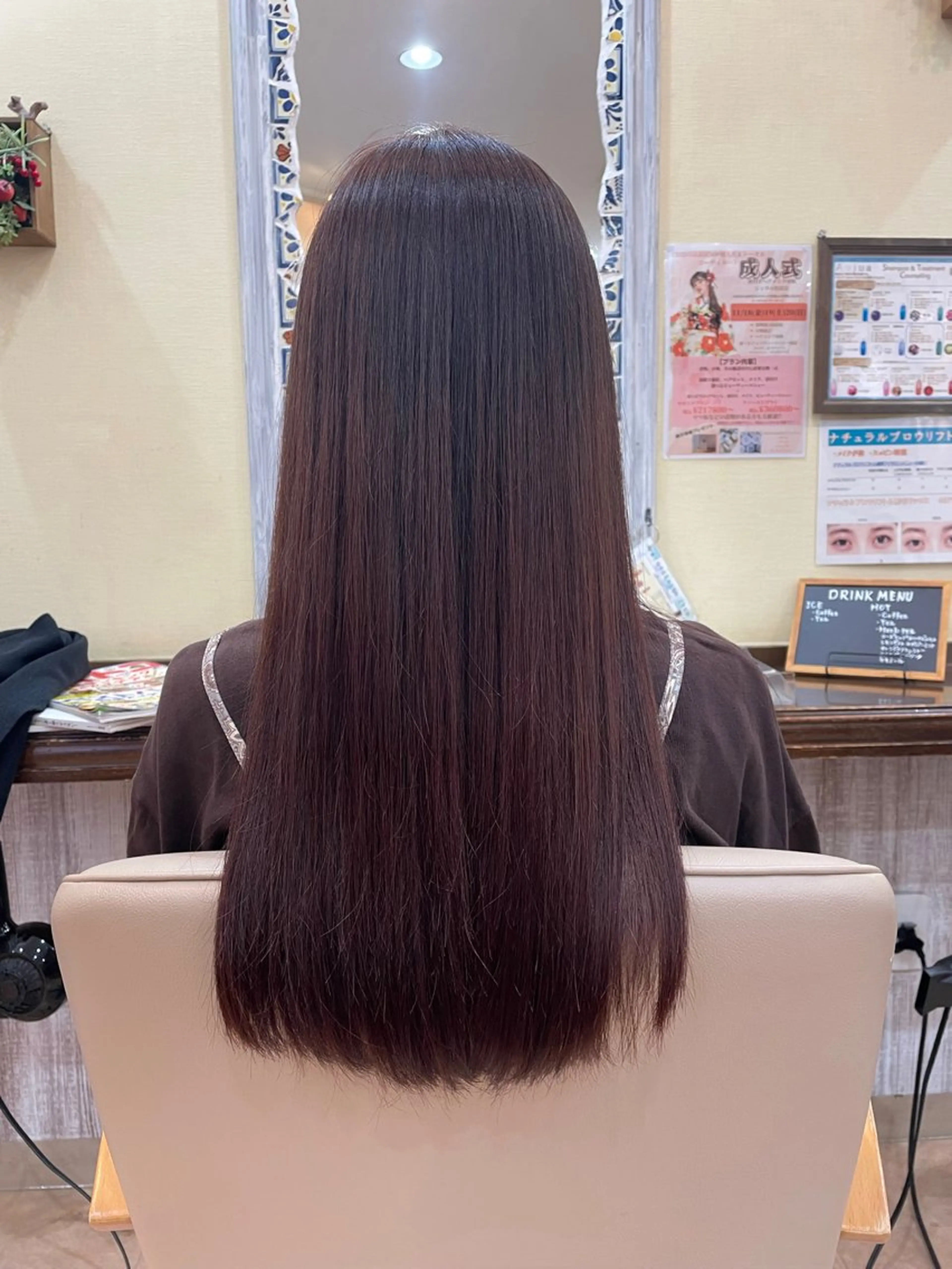 ロング カラー ブラウンカラー ピンクカラー ピンクブラウン ar西新井所属・欠畑 瑠奈のヘアスタイル