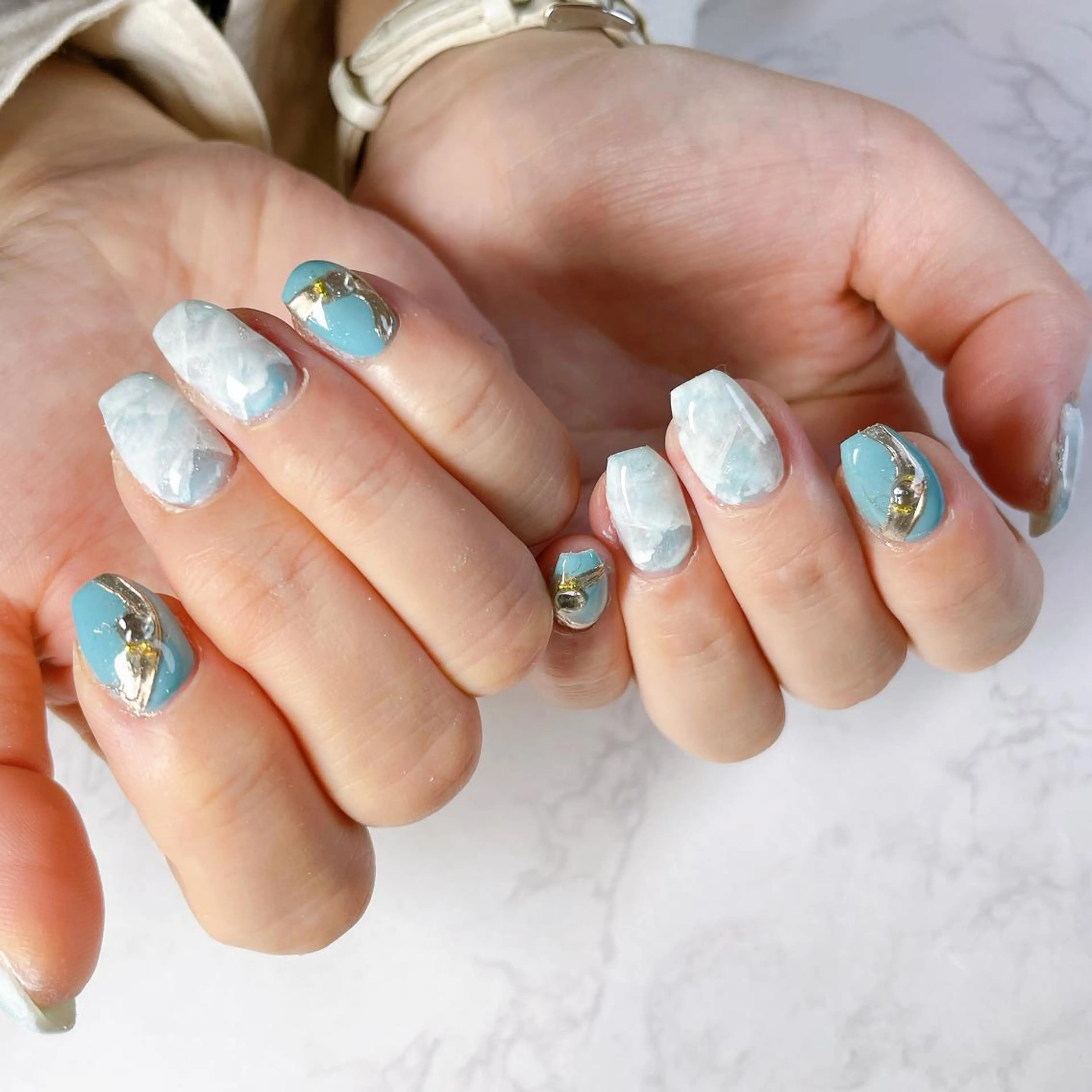 ネイル ジェルネイル ミラーネイル ニュアンスネイル ハンドネイル LaLa Peach 福岡のマツエク・マツパデザイン