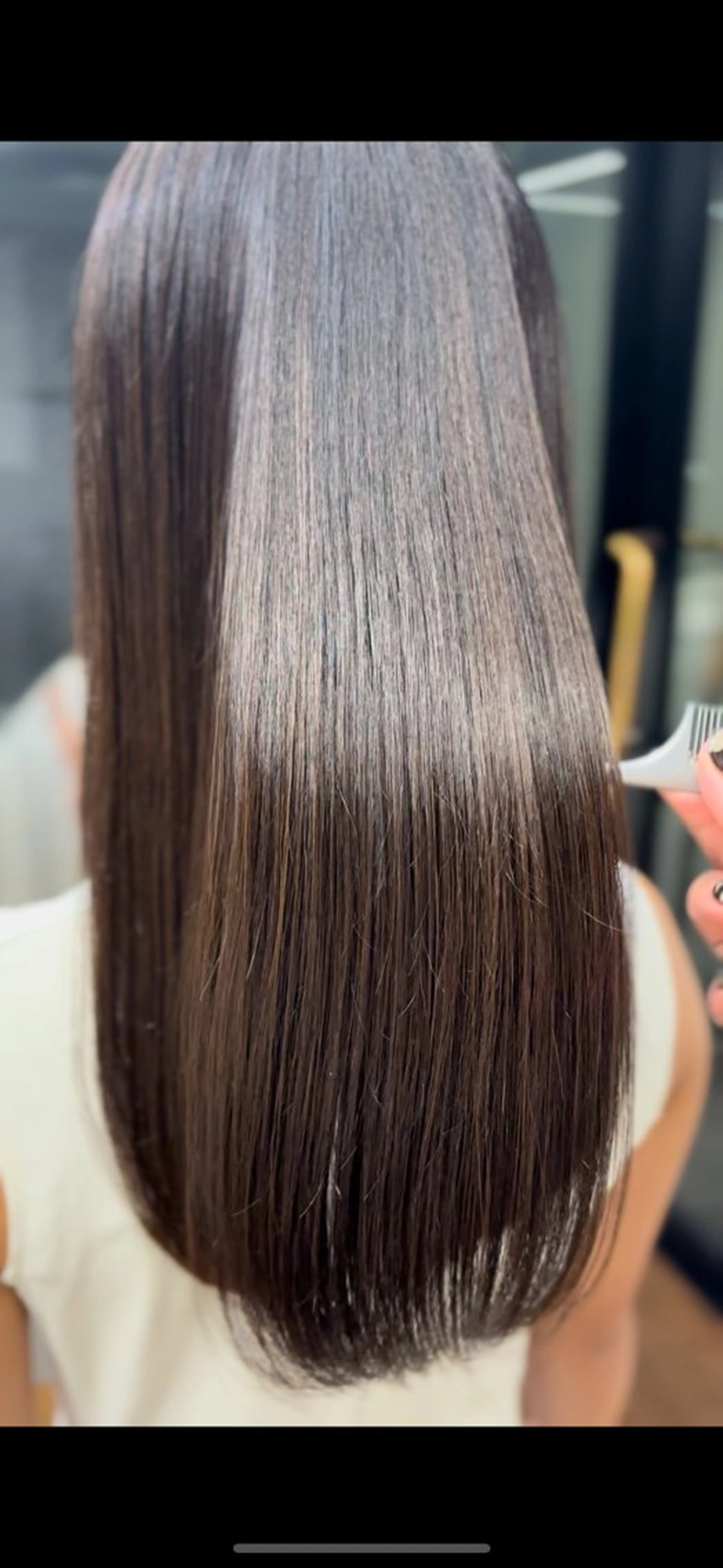 ロング 髪質改善 縮毛矯正 つやカラー🫧柔らか 髪質改善/毛穴整形のヘアスタイル