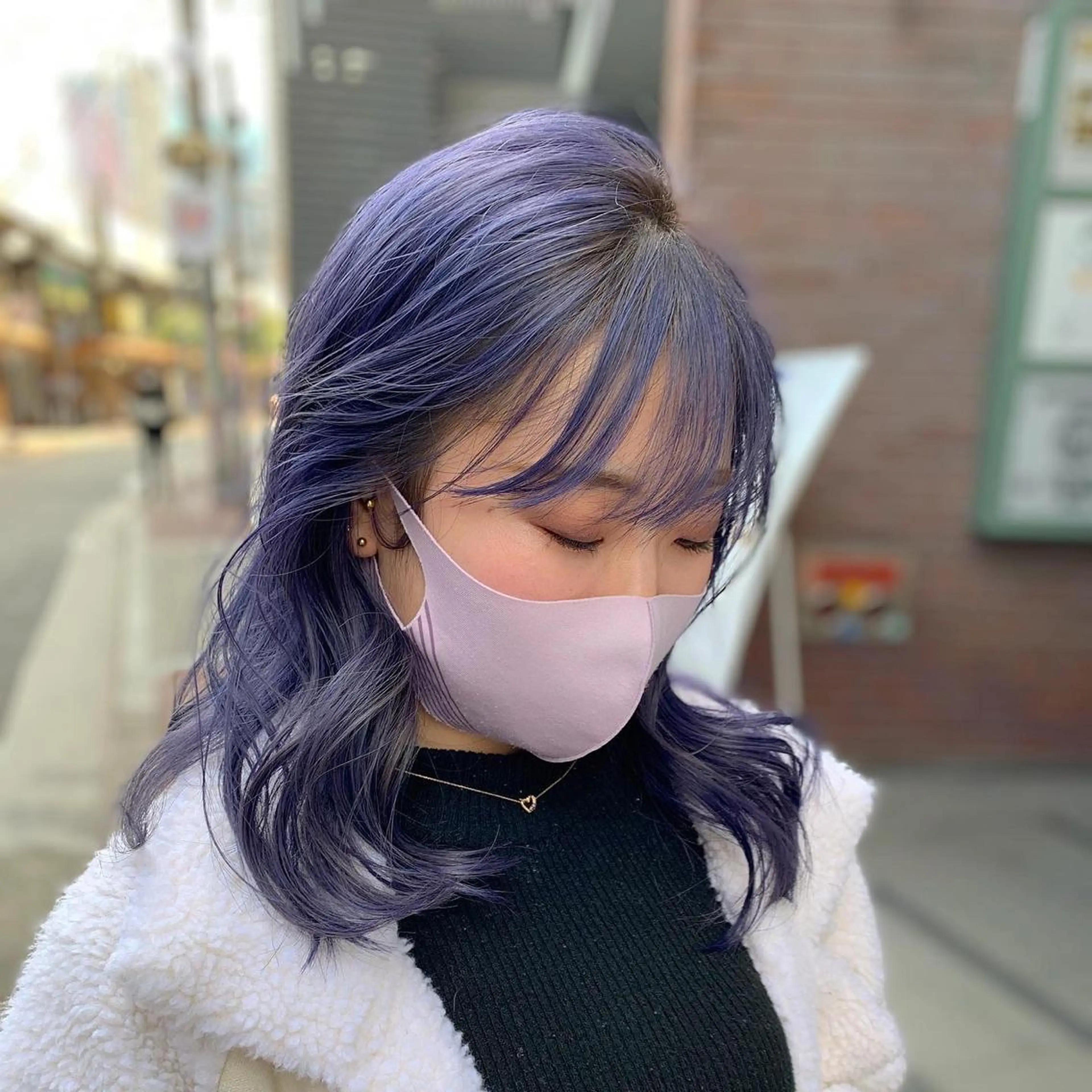 ミディアム カラー ブルーカラー ブルーラベンダー ラベンダーカラー ハイトーンカラー RYUのヘアスタイル