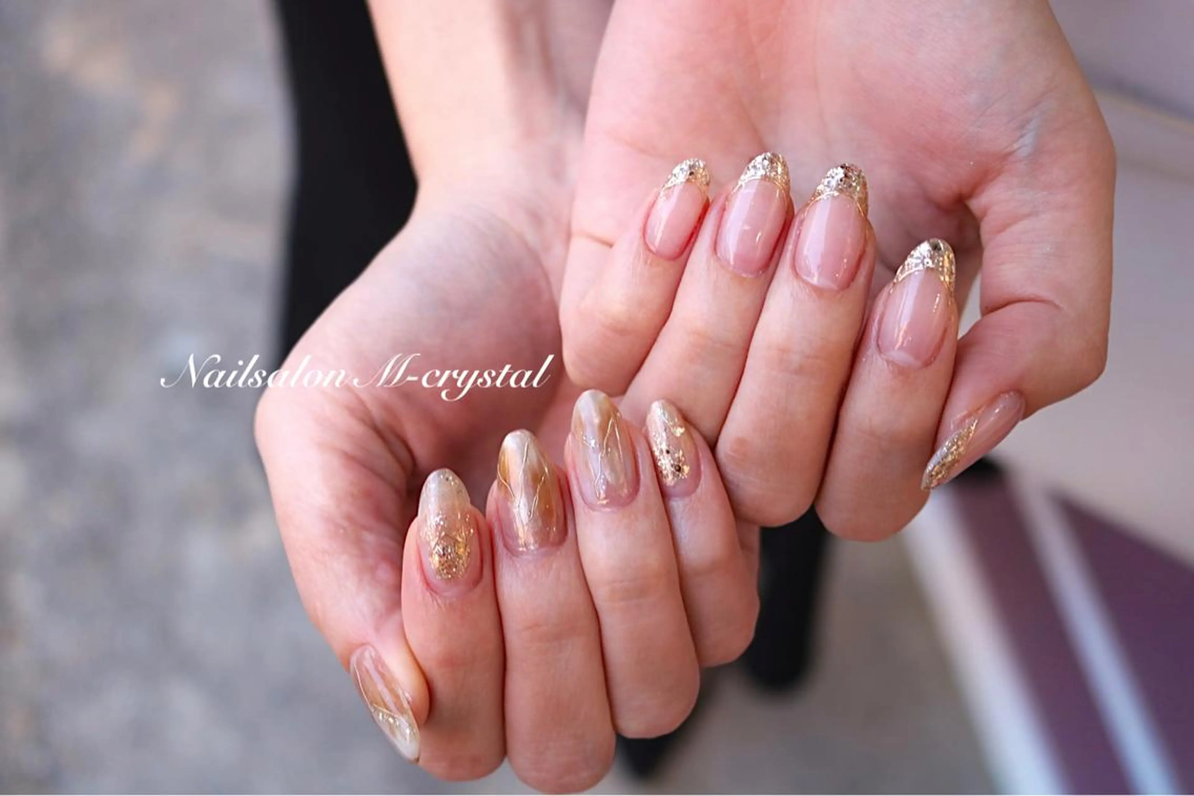ネイル ブラウン ジェルネイル ミラーネイル ニュアンスネイル ピンク Nailsalon M-crystalのネイルデザイン
