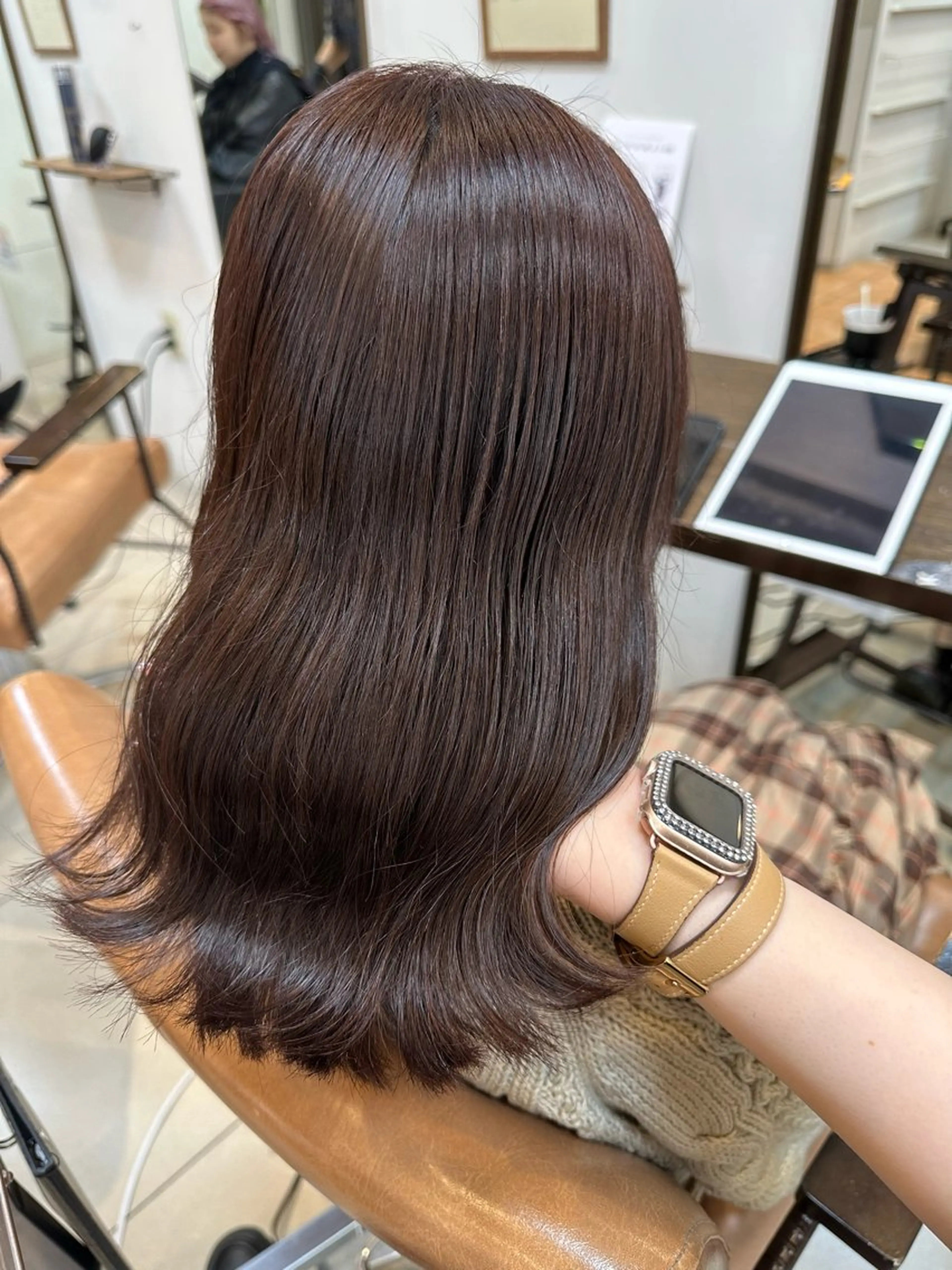 セミロング ピンクブラウン ヘアカラー Cloe 梅田所属・🌼北口 絢🌼のヘアスタイル