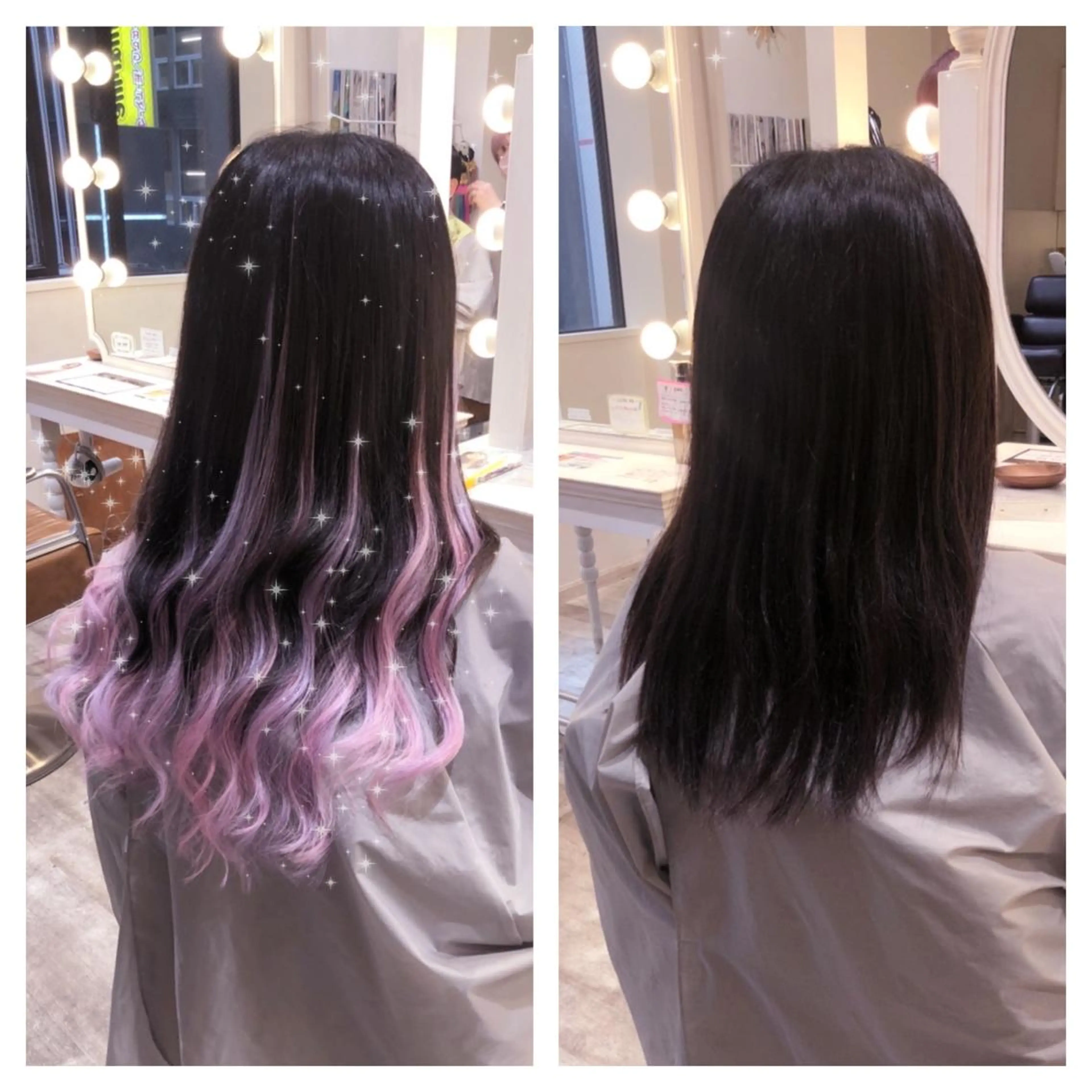 ロング アッシュ ヘアカラー トリートメント エクステ ミユ🎀ヘアメ 🎨デザインカラーのヘアスタイル