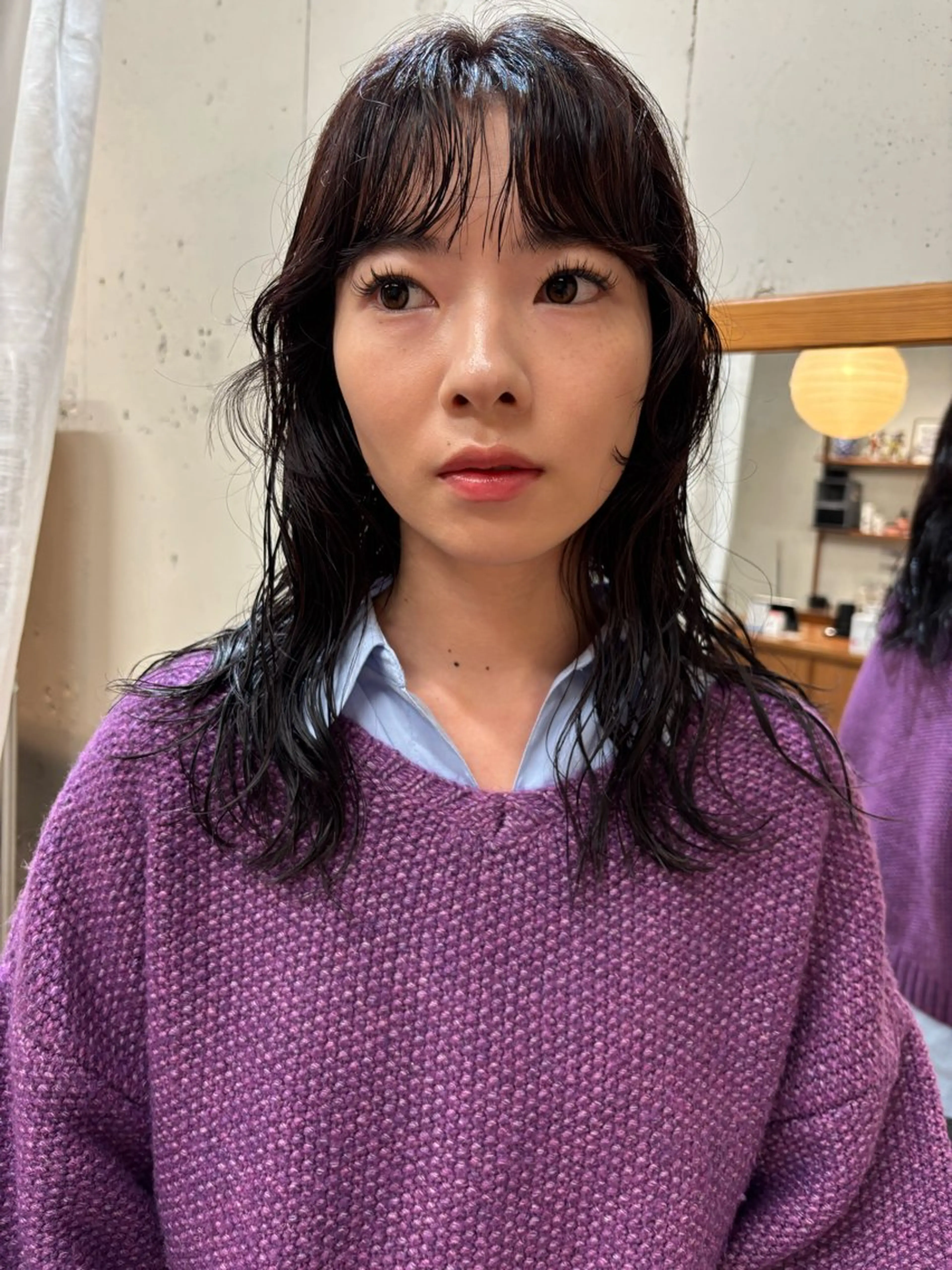 セミロング カラー パーマ カット パーマ 永田 愛莉のヘアスタイル