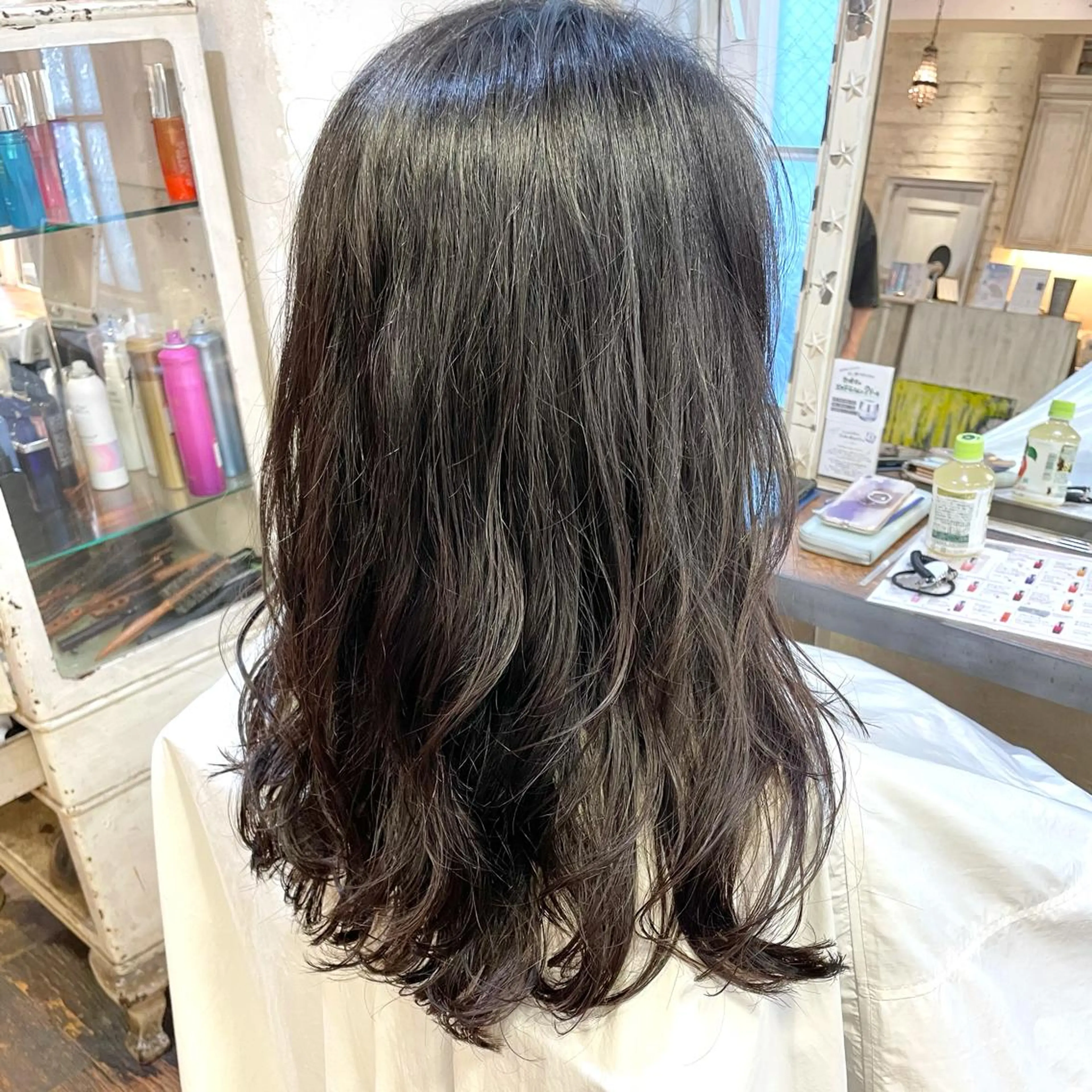 セミロング パーマ セミロングパーマ ボブ くせ毛 ハイライト ウルフカット 銀座No.1髪質改善 縮毛矯正/本木のヘアスタイル