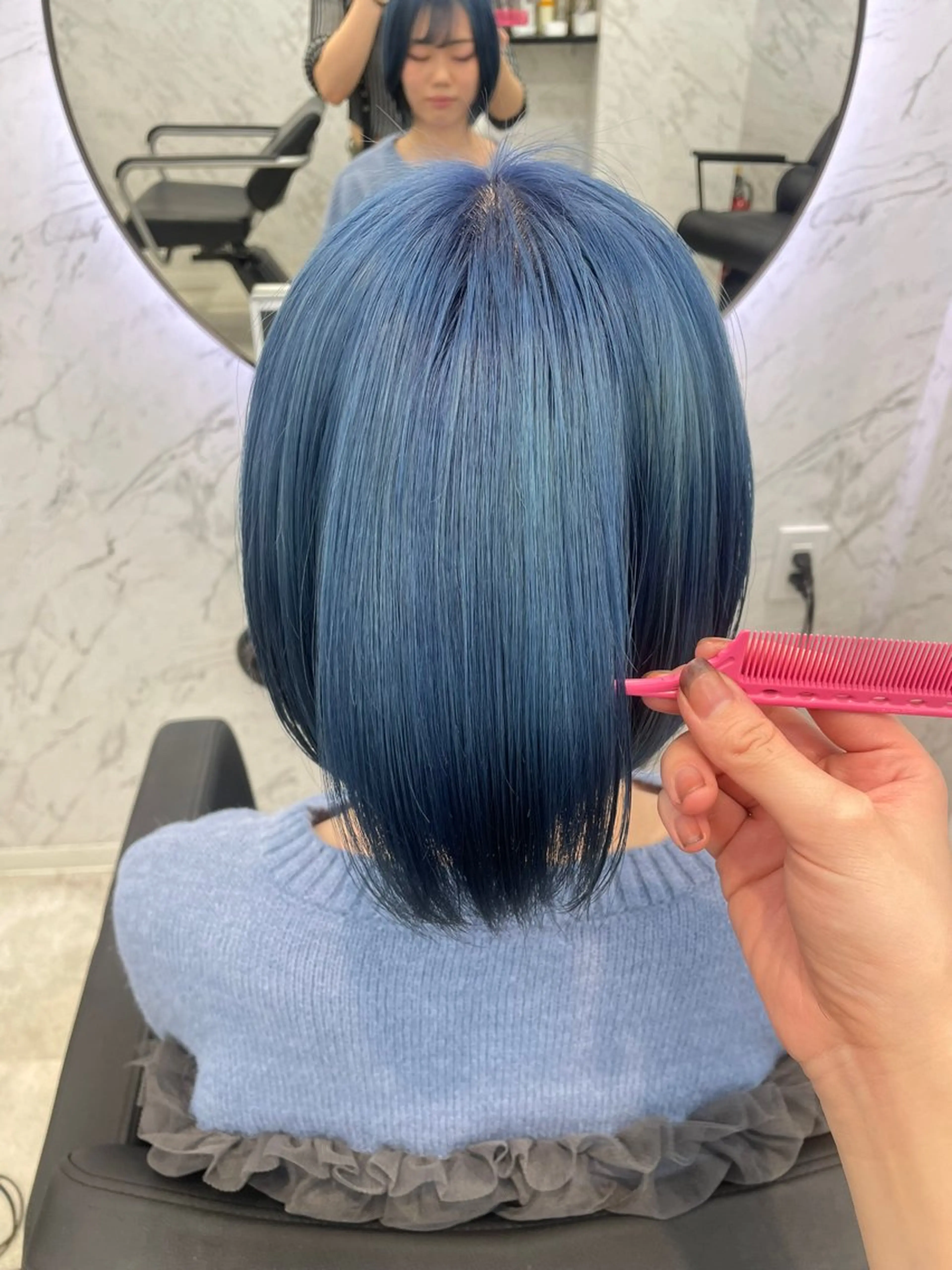 ロング カラー ブルーカラー 透明感カラー hair salon dot. mooda 韓国風サロン 町田店所属・韓国風ヘア🎀🩶 /♡𝓝𝓸𝓪♡のヘアスタイル