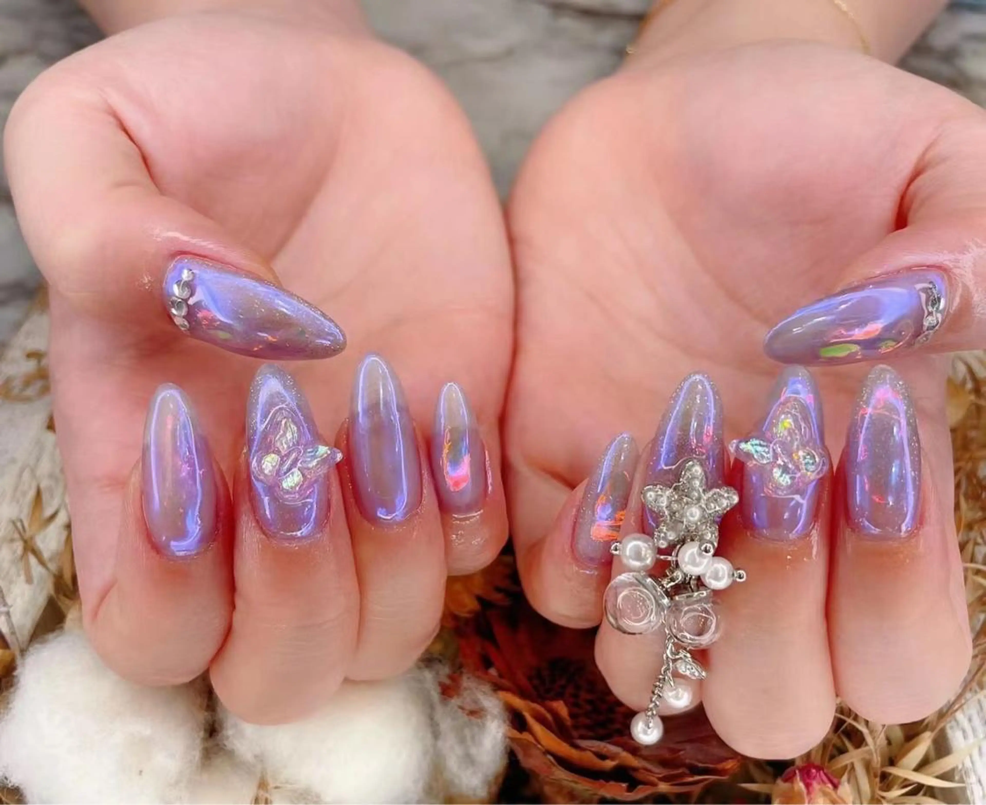 ネイル オーロラネイル ミラーネイル Babarla Nailのネイルデザイン