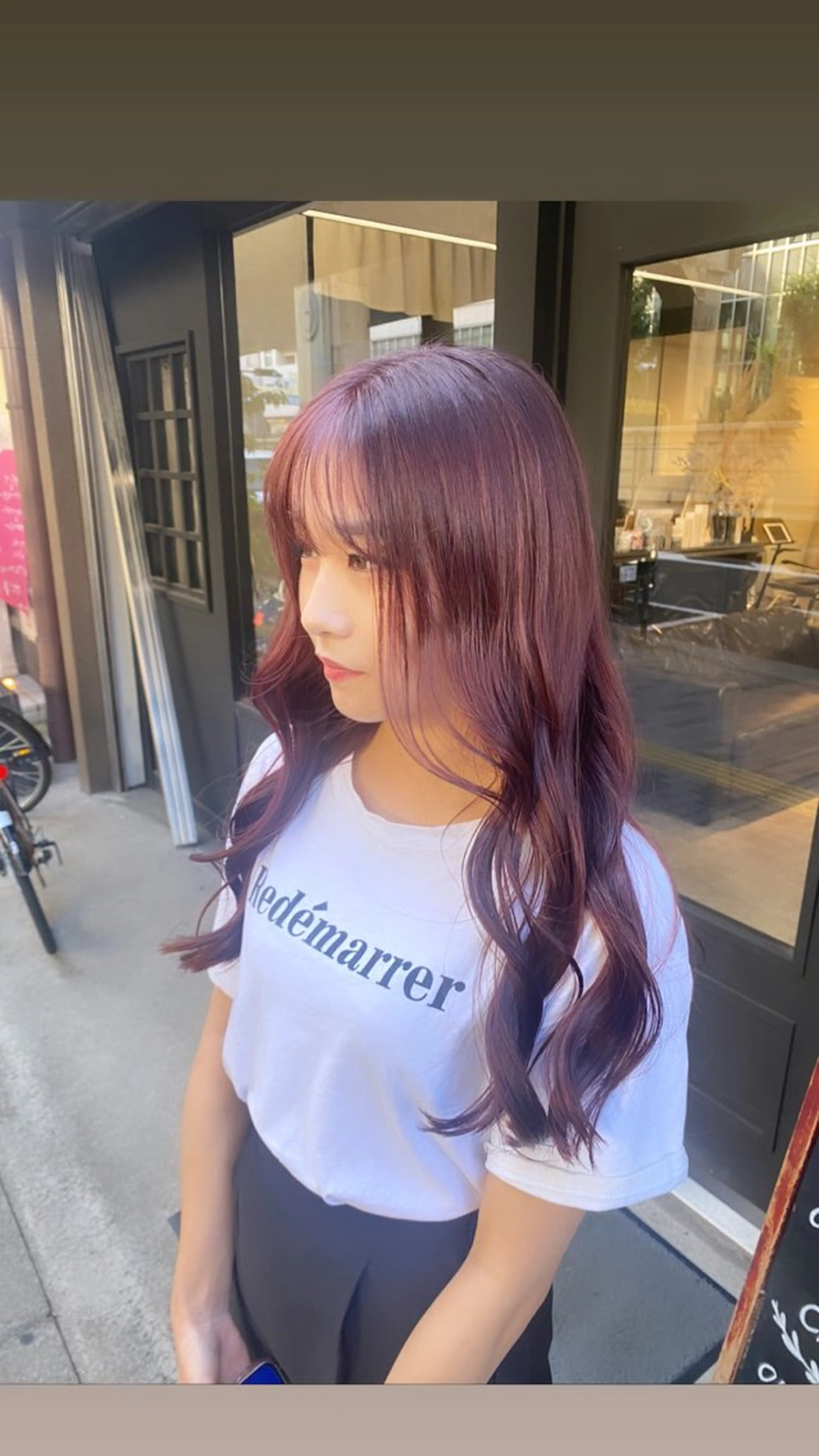ロング ピンクブラウン ツヤ髪縮毛矯正 🩶manamiのヘアスタイル
