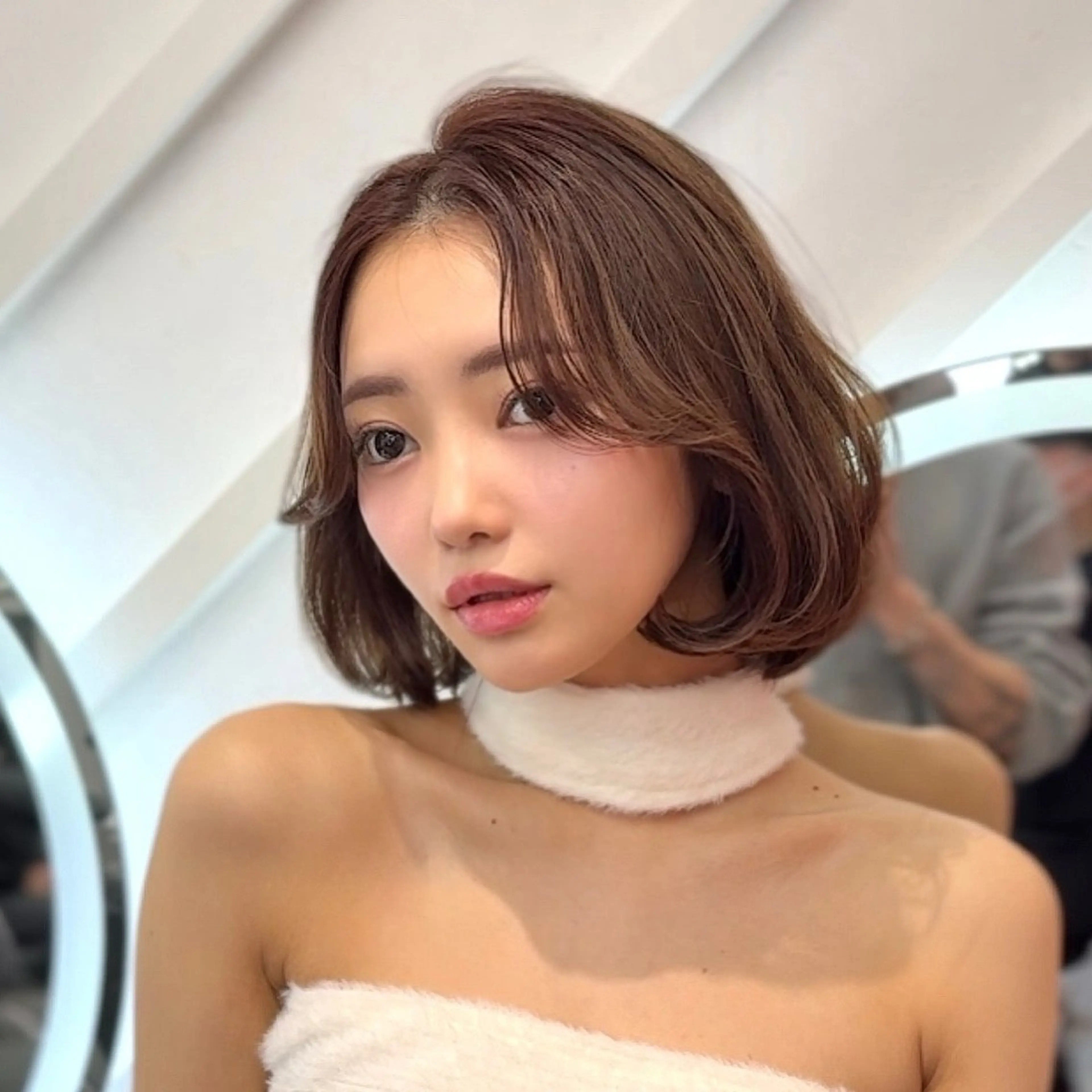ショート カラー カット ヘアカラー トリートメント 山崎/韓国縮毛矯正 レイヤー髪質改善のヘアスタイル