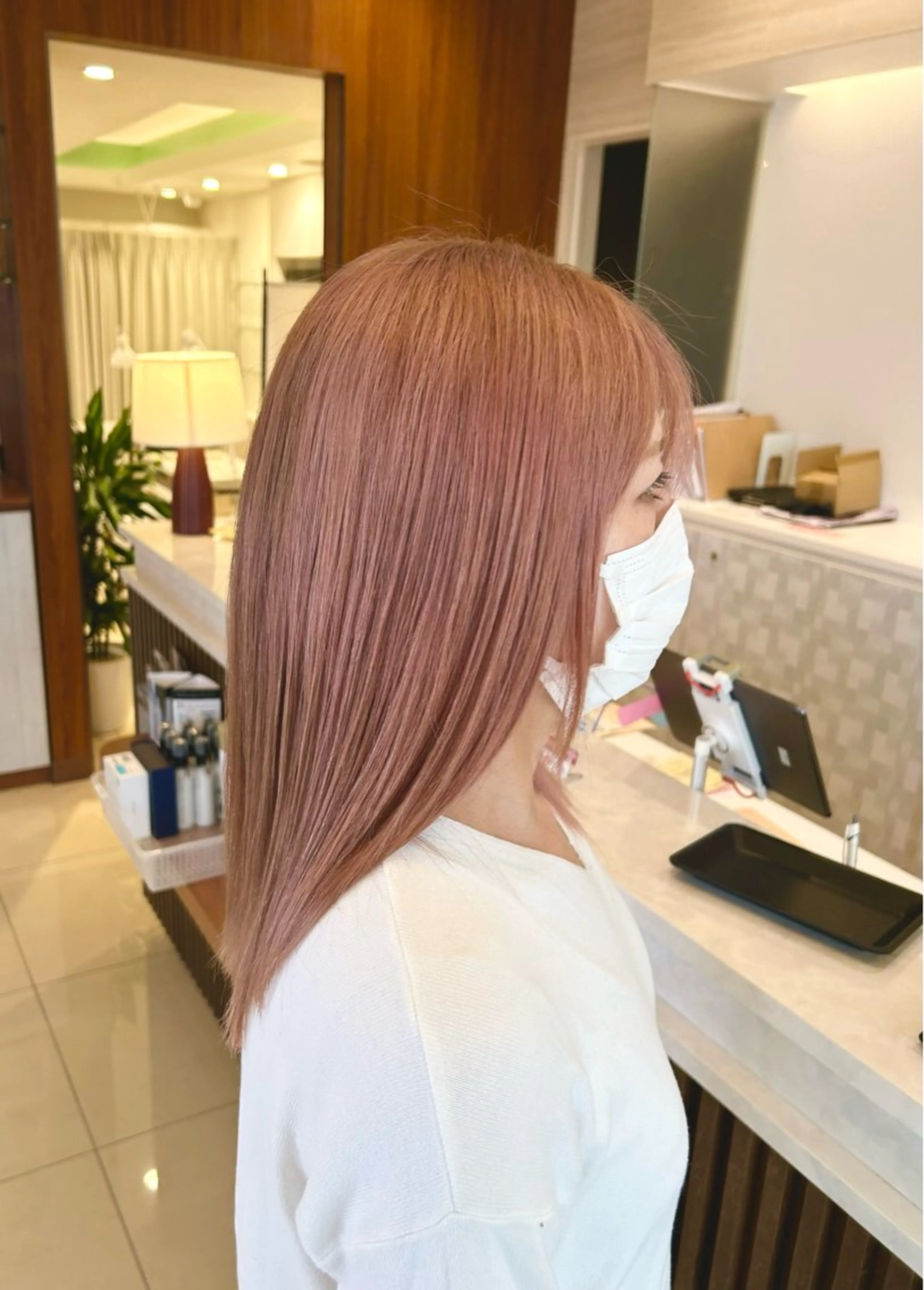 ロング カラー ピンクカラー 河口 勝博のヘアスタイル