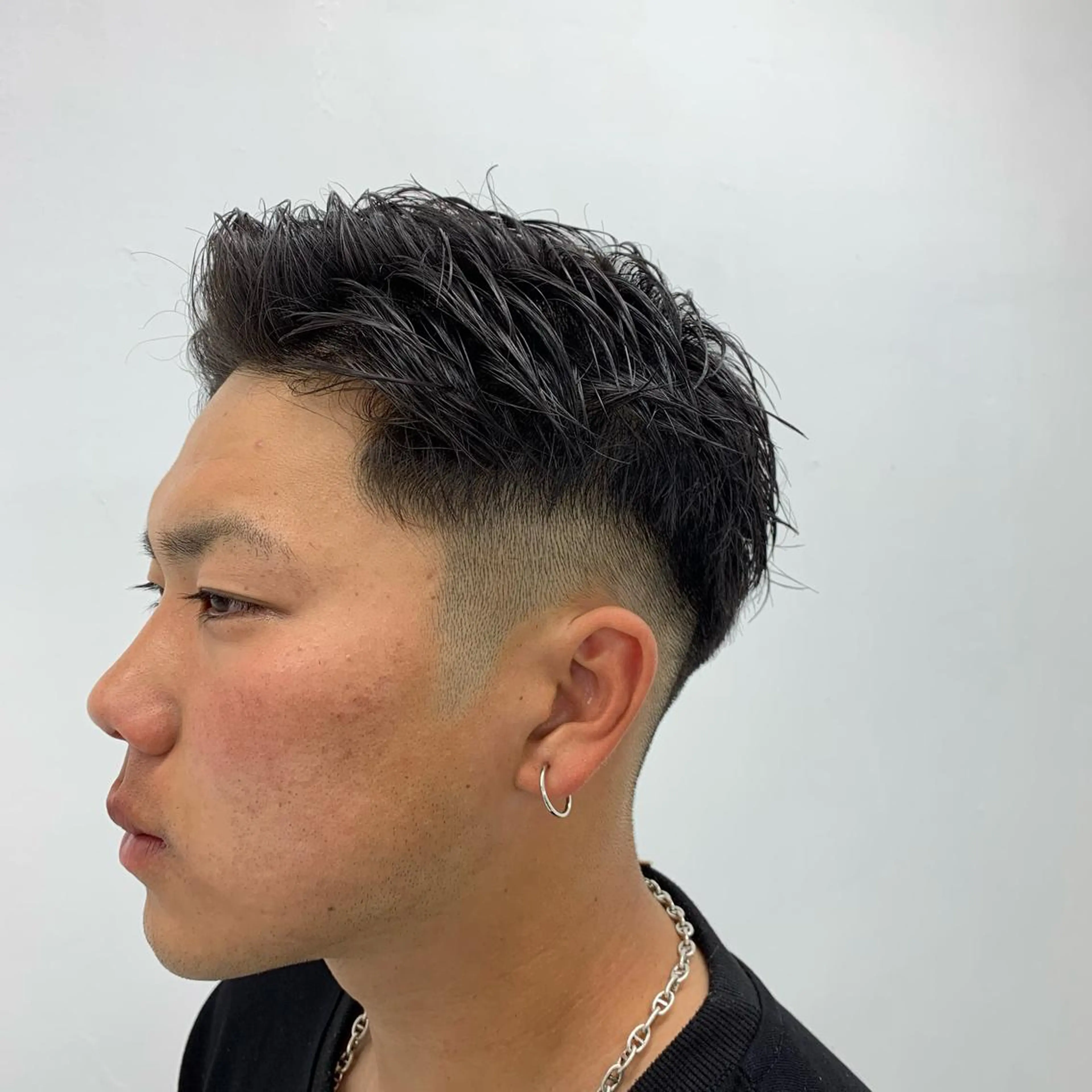 メンズ メンズショート カット スパイキーパーマ 柏NO1 藤本葉のヘアスタイル
