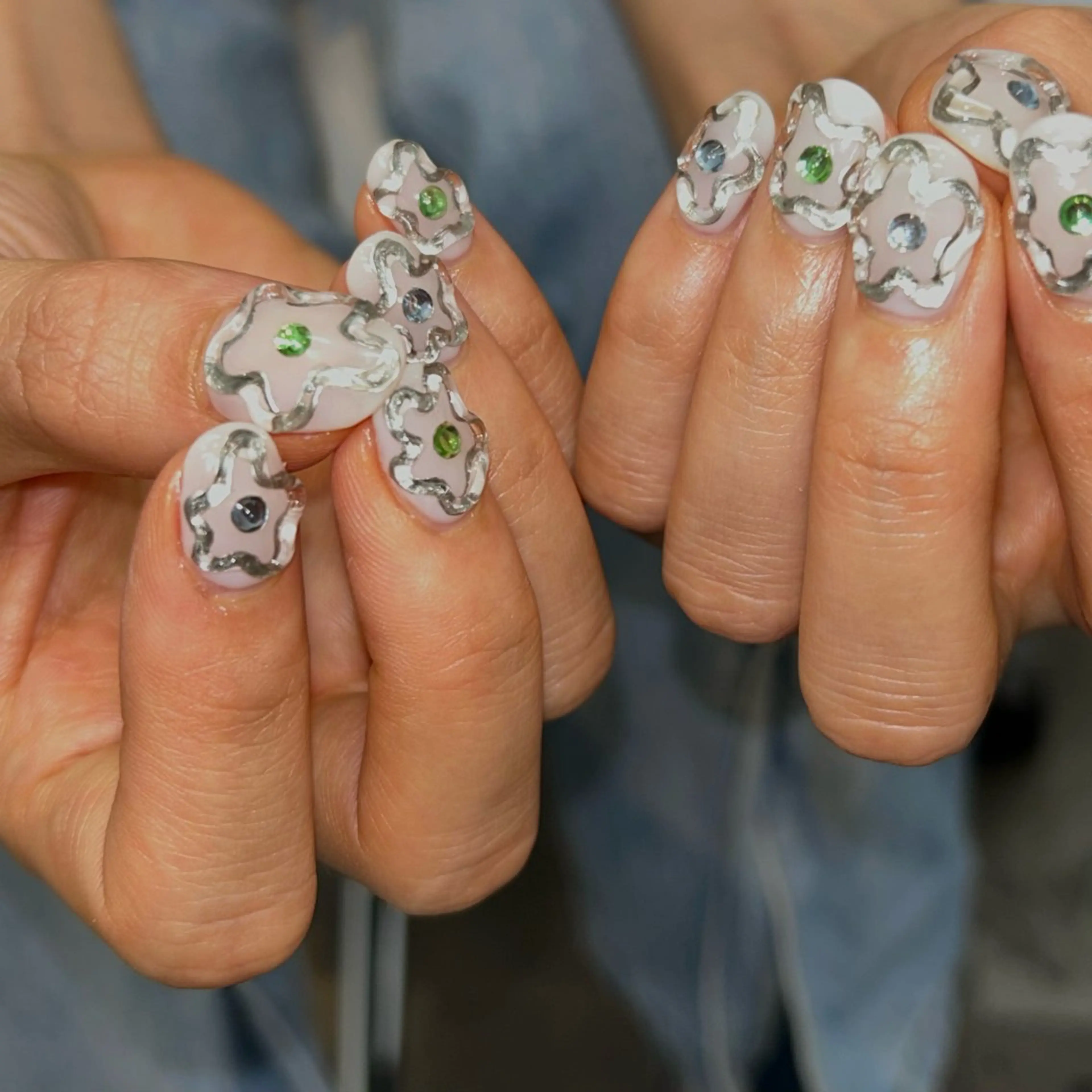 ネイル シルバー ハンドネイル Balena nail所属・新宿🐋Balena nail/JURIのネイルデザイン