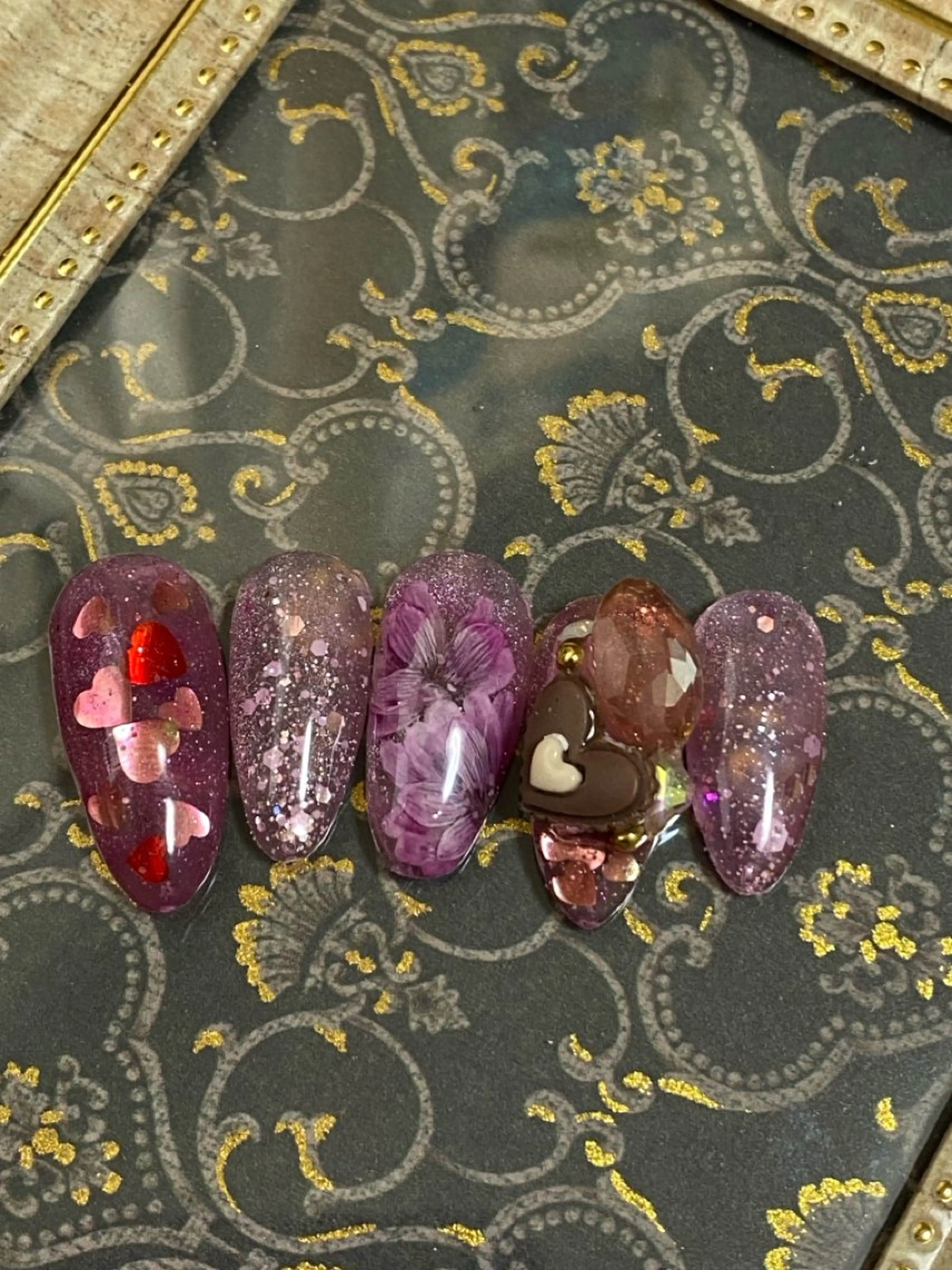 ネイル ハート バレンタイン 自宅ネイルサロン ♦️nuance♦️のネイルデザイン