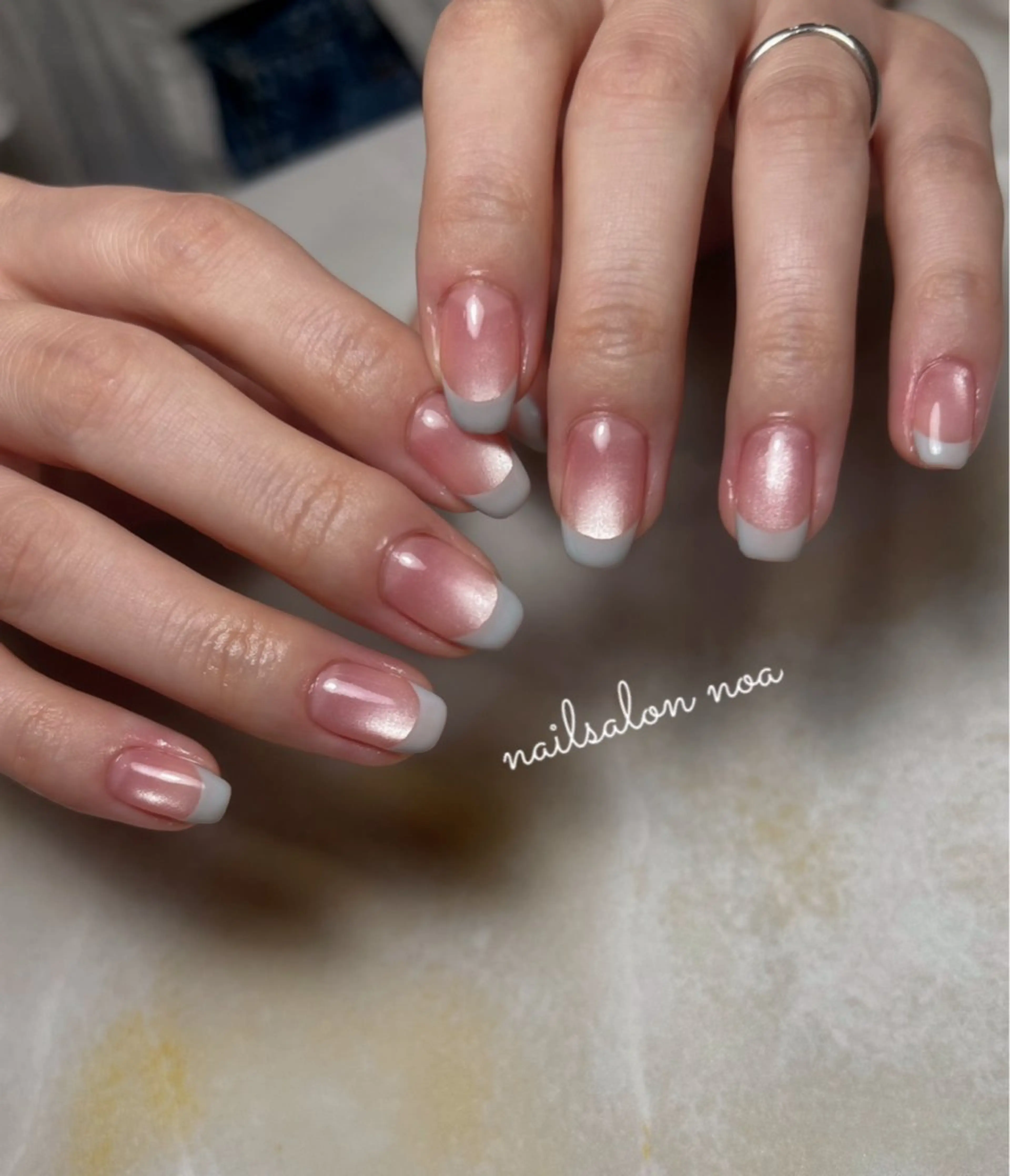 ネイル フレンチネイル ジェルネイル マグネットネイル ニュアンスネイル パラジェル ハンドネイル noa nail所属・nailist sakiのネイルデザイン