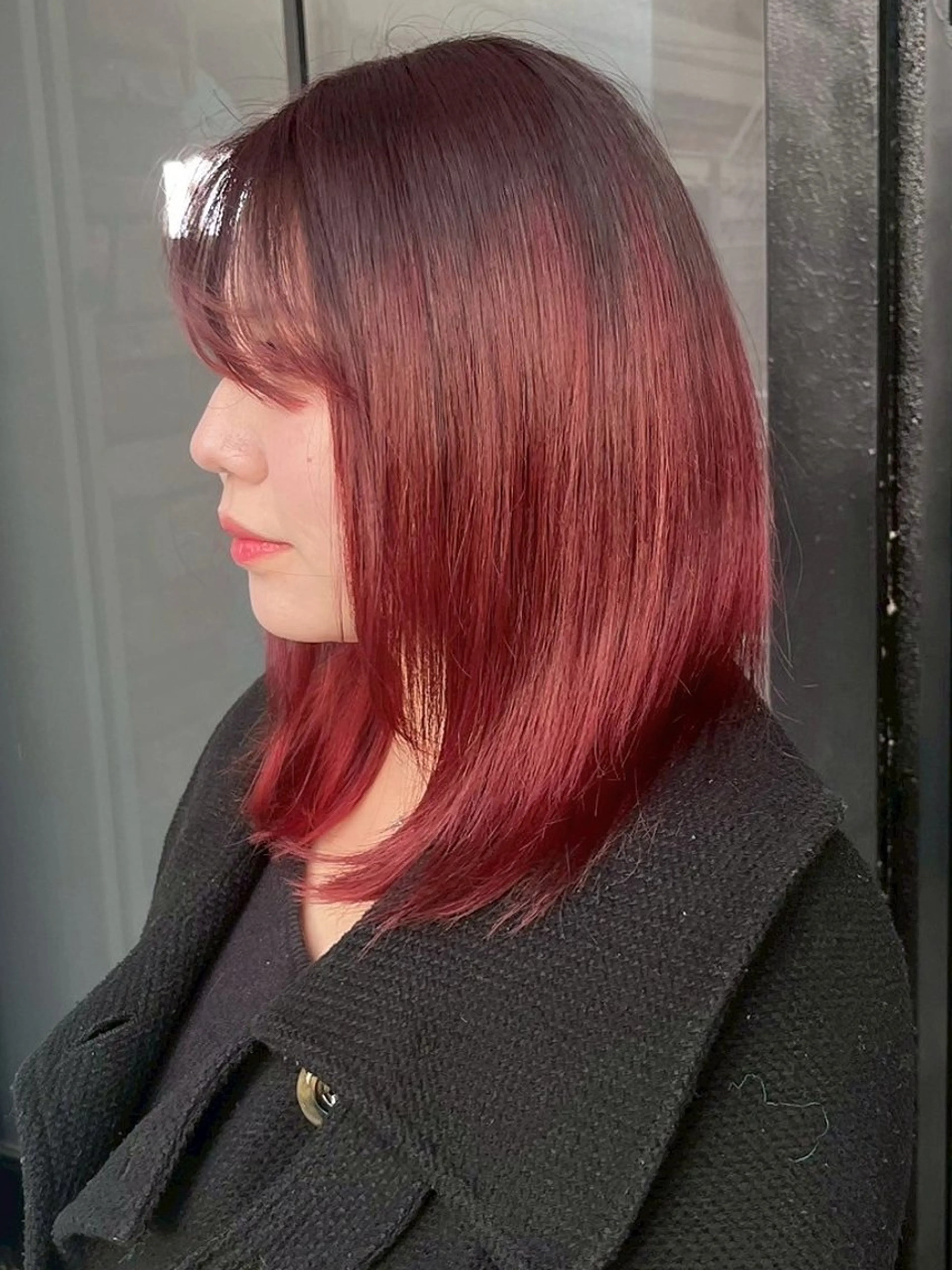 ミディアム カラー ブリーチ レッドカラー ヘアカラー 透明感カラー/パーマ 🌀アオノアユミのヘアスタイル
