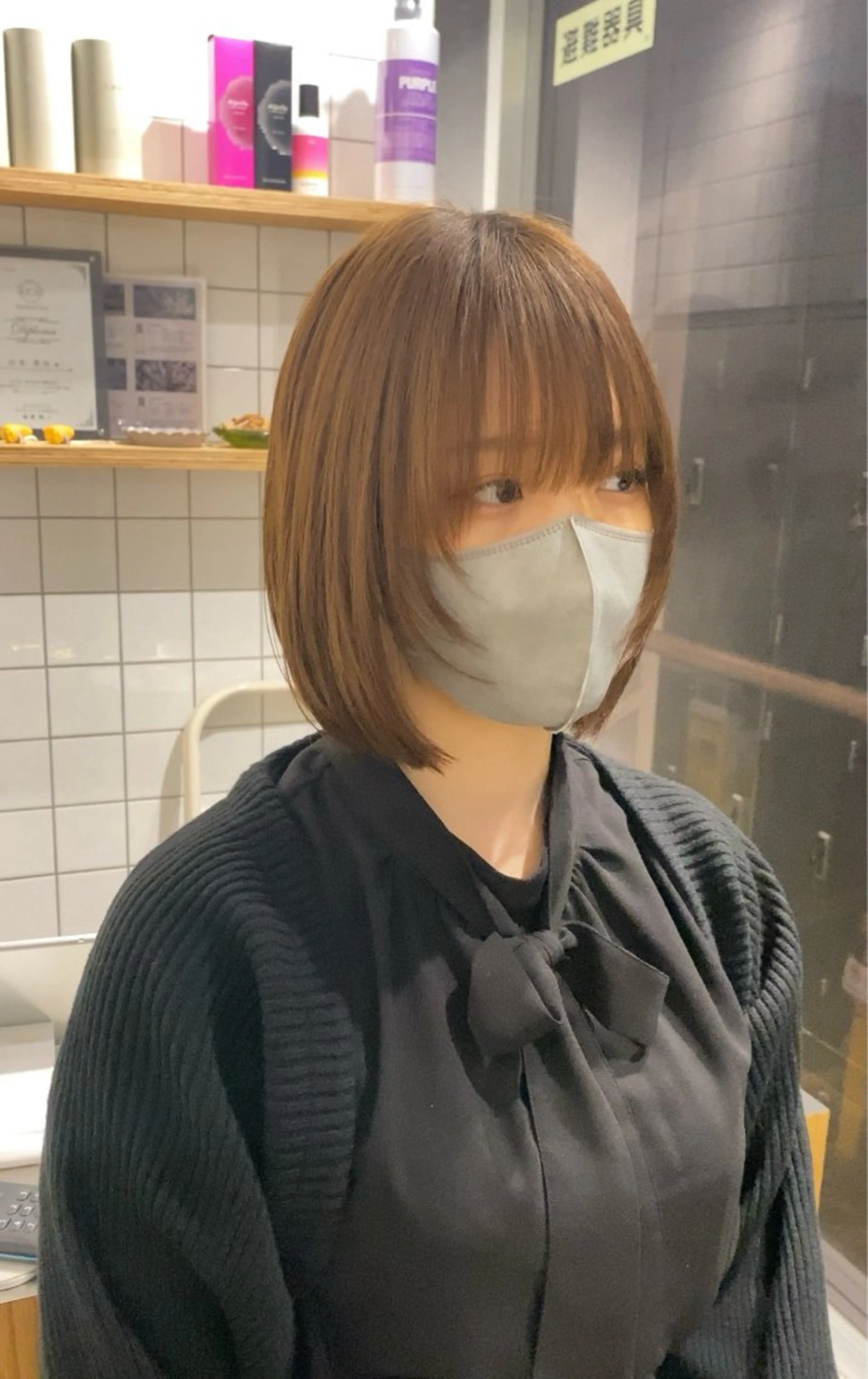 ショート カラー ブラウンカラー ミルクティーブラウン 顔周りカット レイヤーカット ウルフカット カット ヘアカラー トリートメント ヘアセット SALOWIN新宿三丁目【サロウィン】所属・ハッシュレイヤー💐 透明感カラー💐青木のヘアスタイル