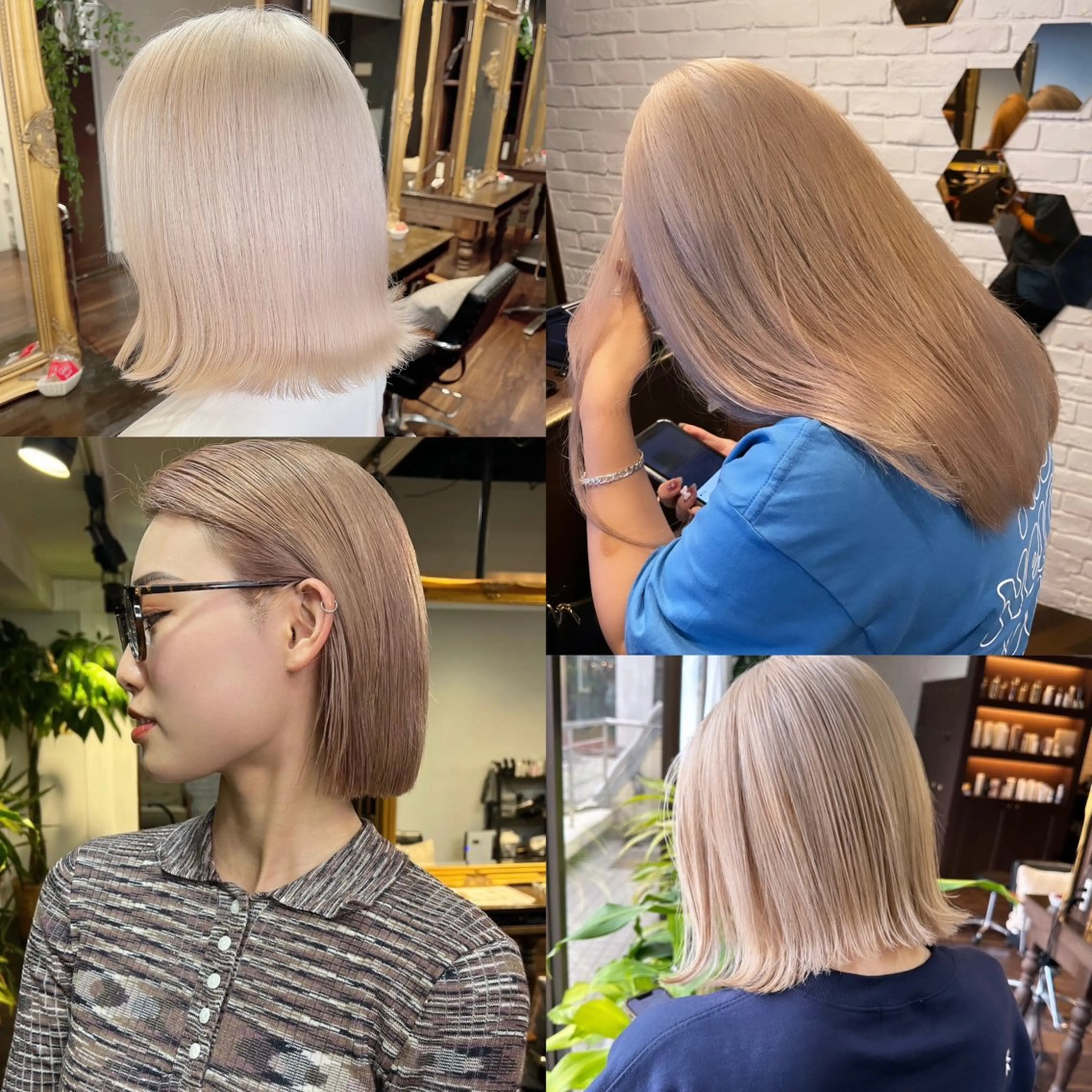 ミディアム カラー ヘアアレンジ ブリーチ ケアブリーチ ダブルカラー イヤリングカラー ハイトーンカラー カット ヘアカラー トリートメント 心斎橋ダブルカラー ボブ/レイヤーのヘアスタイル