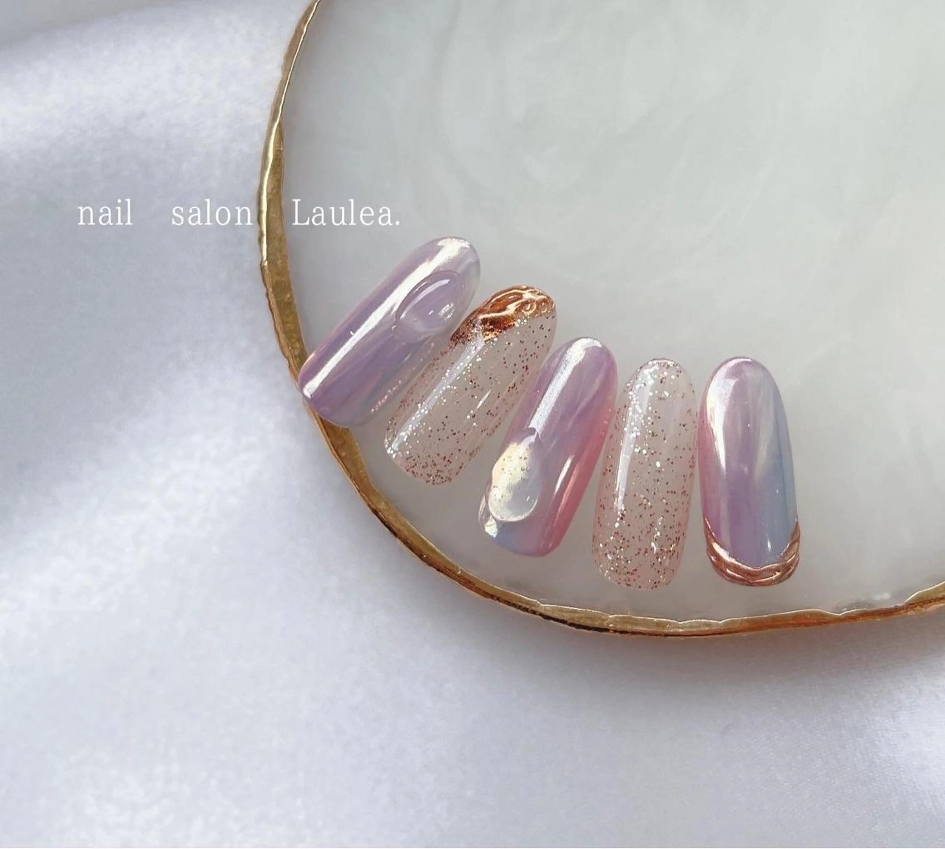 ネイル ジェルネイル 韓国ネイル ミラーネイル ニュアンスネイル 夏ネイル ハンドネイル nail salon Lauleaのネイルデザイン