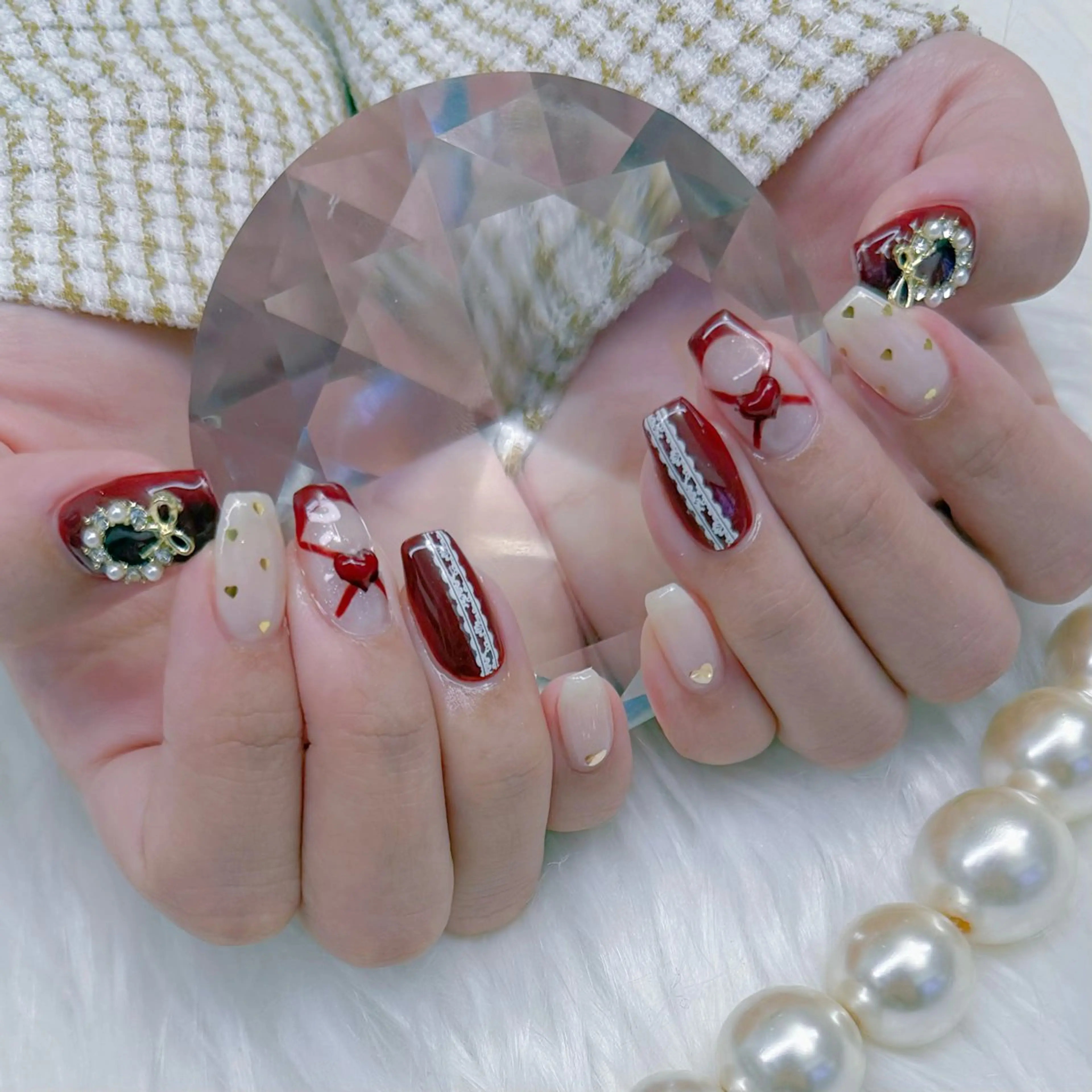 ネイル 冬ネイル クリスマス ハンドネイル Romymoon nail帆南☾ ໋のネイルデザイン