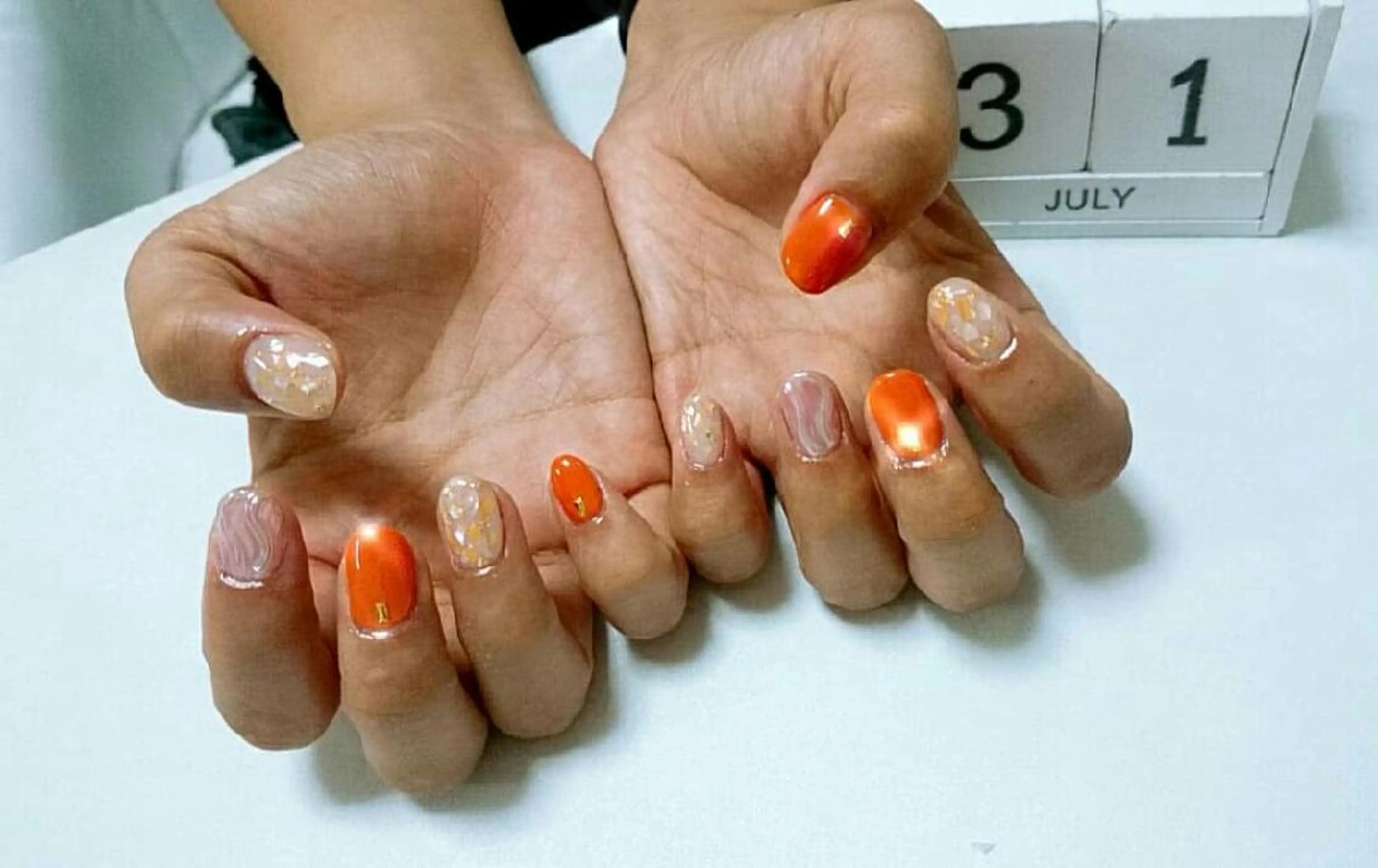 ネイル オレンジ JEWEL nailのネイルデザイン