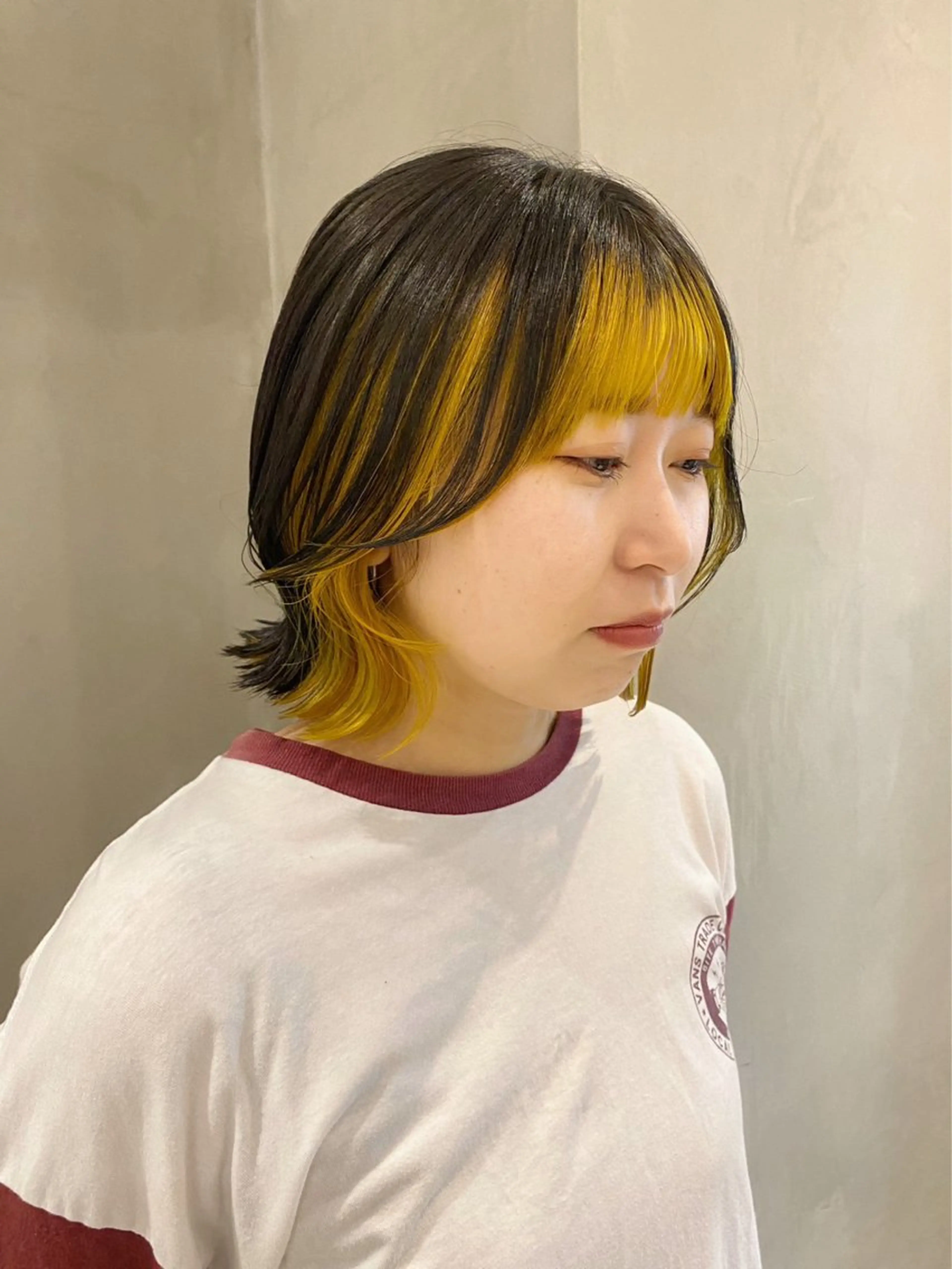 ミディアム カラー カット ヘアカラー トリートメント フルノコウキ/新宿/ レイヤーボブ/韓国風のヘアスタイル