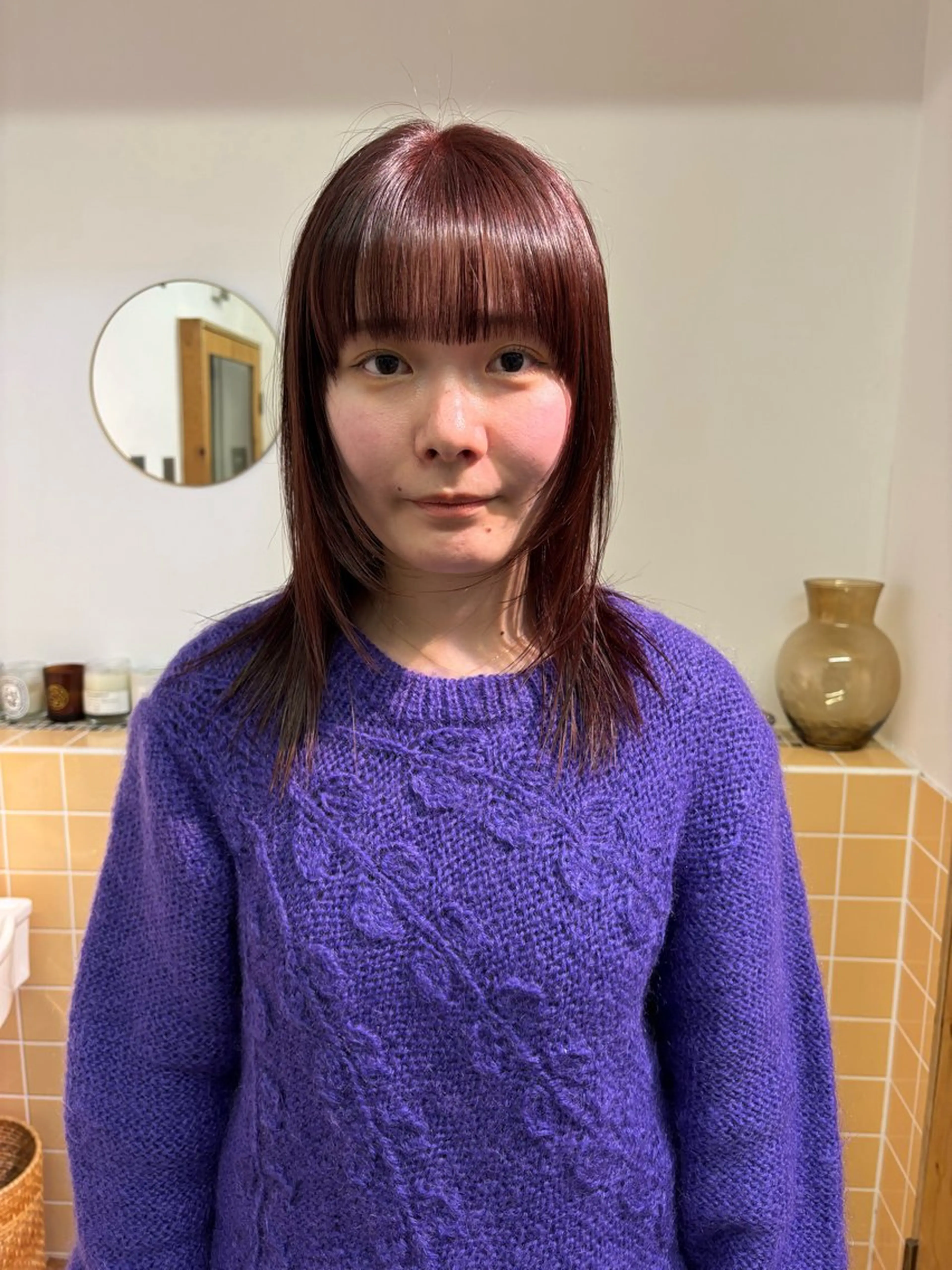 ミディアム カラー カット ヘアカラー トリートメント sakura🌸 レイヤー/nelkeのヘアスタイル