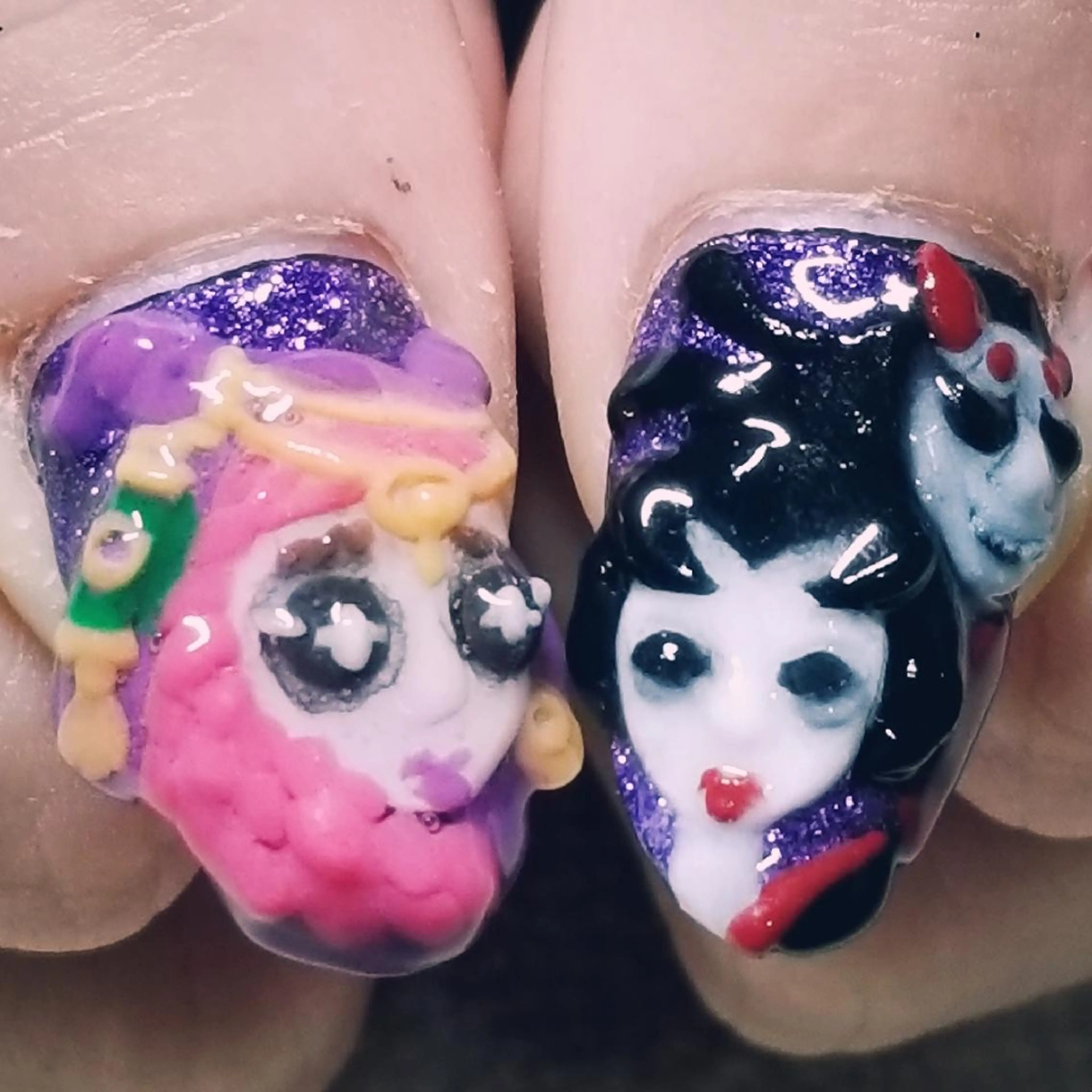 ネイル ハロウィン ラメ(グリッター) ワンカラーネイル パープル ハンドネイル よしだ ひろきのネイルデザイン