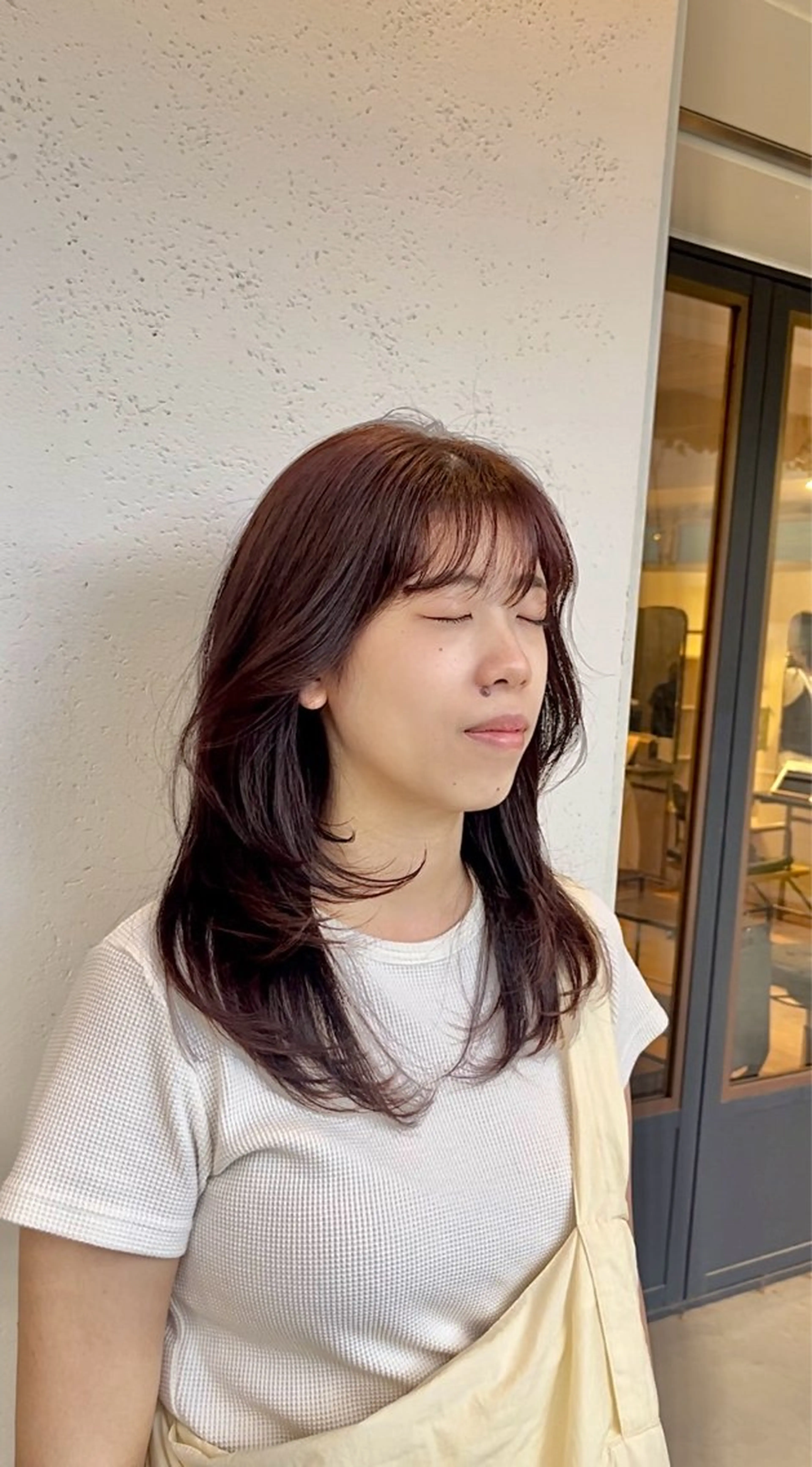 ロング 顔まわりレイヤー 顔周りカット 韓国風ヘア レイヤーカット 今村 美空のヘアスタイル