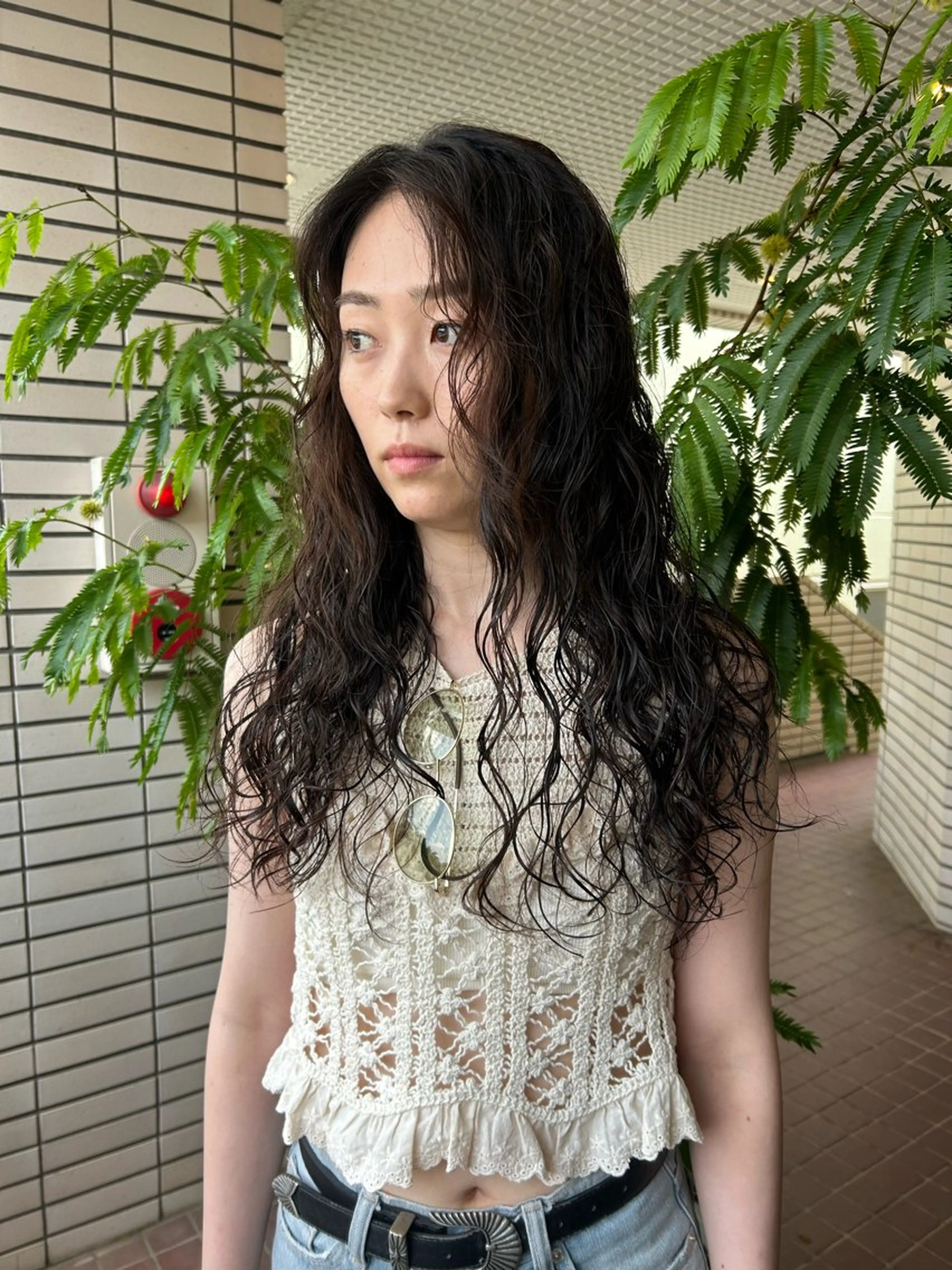 ロング カット パーマ 艶カラー/レイヤー /メンズ/マツエクのヘアスタイル