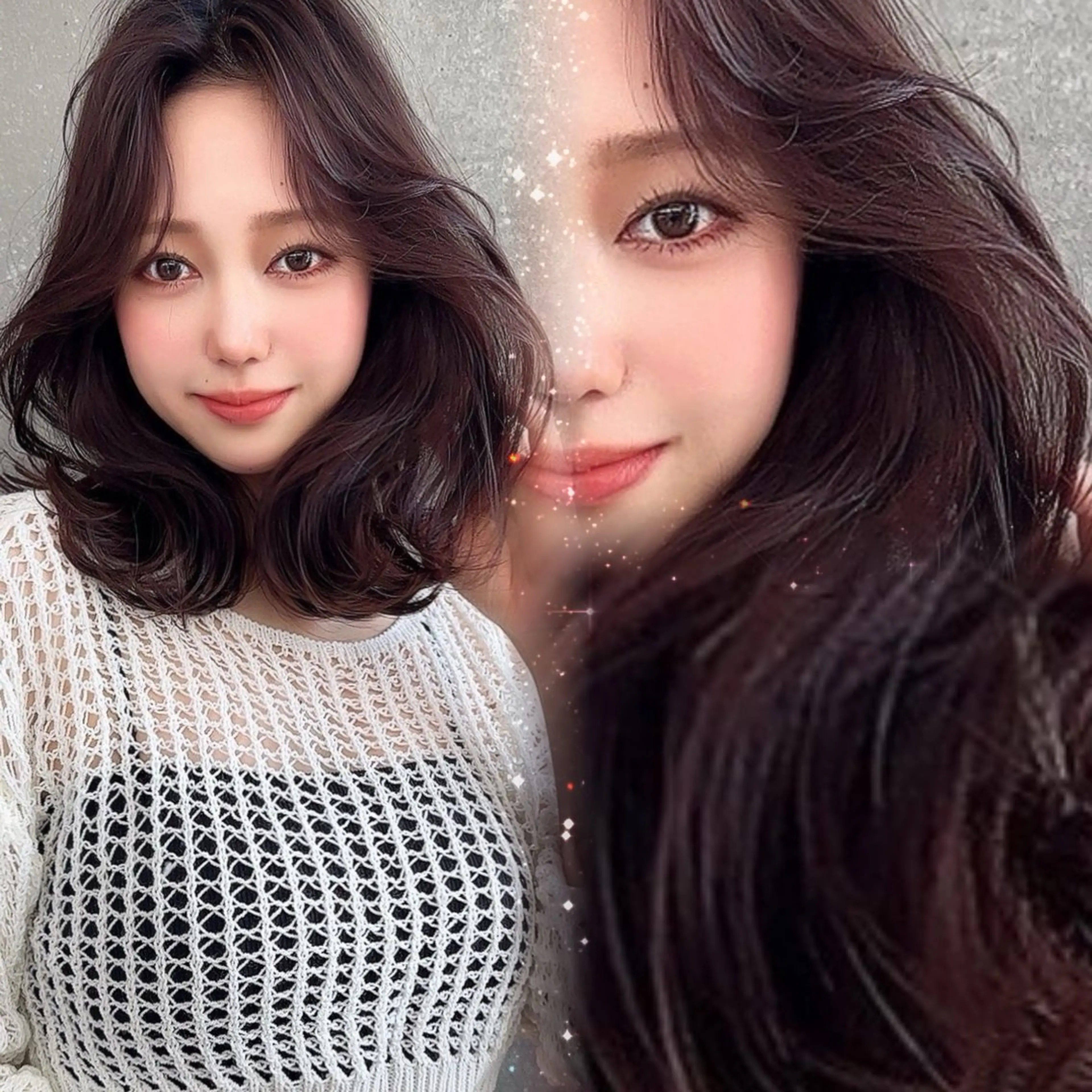 ミディアム アッシュ 顔周りカット ハイライト 韓国風ヘア 似合わせカットカラー NANAMI♡のヘアスタイル