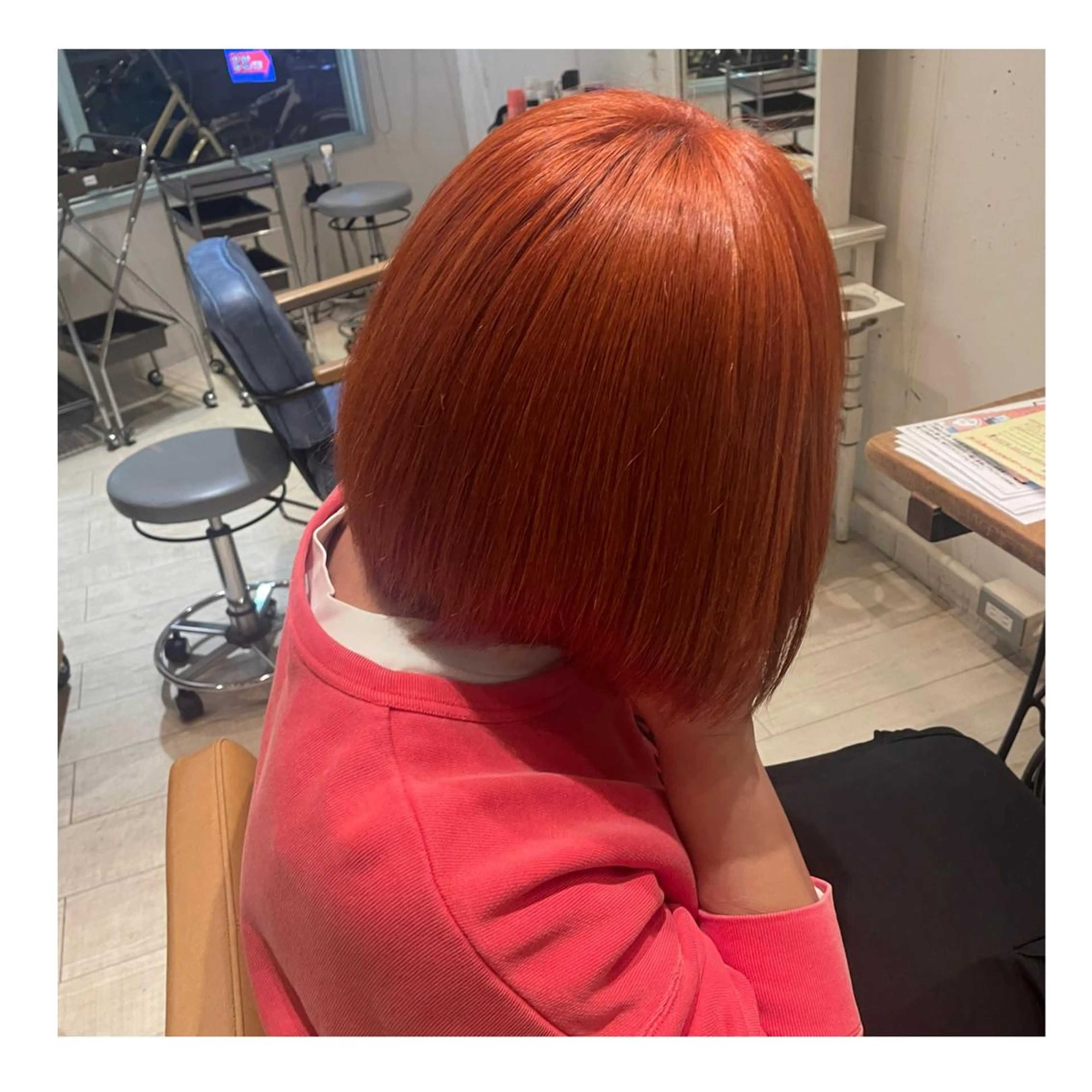 ミディアム カラー オレンジ ピンクカラー ヘアカラー トリートメント ❁⃘ ち だ り さ ❁⃘のヘアスタイル