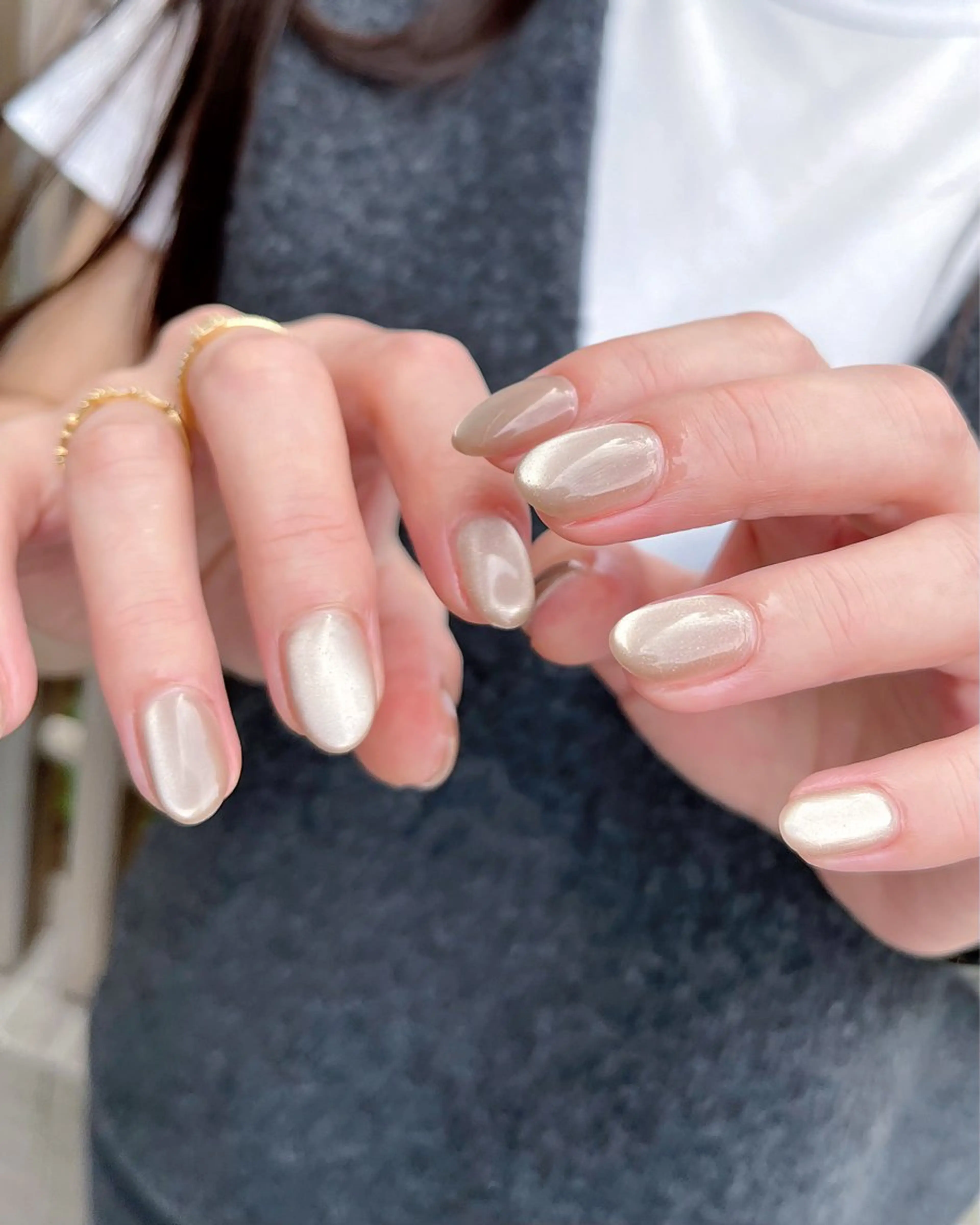 ネイル マグネットネイル シルバー シンプルネイル ハンドネイル ハンドケア 🎀NAIL🎀 AI🪄︎︎◝✩のネイルデザイン
