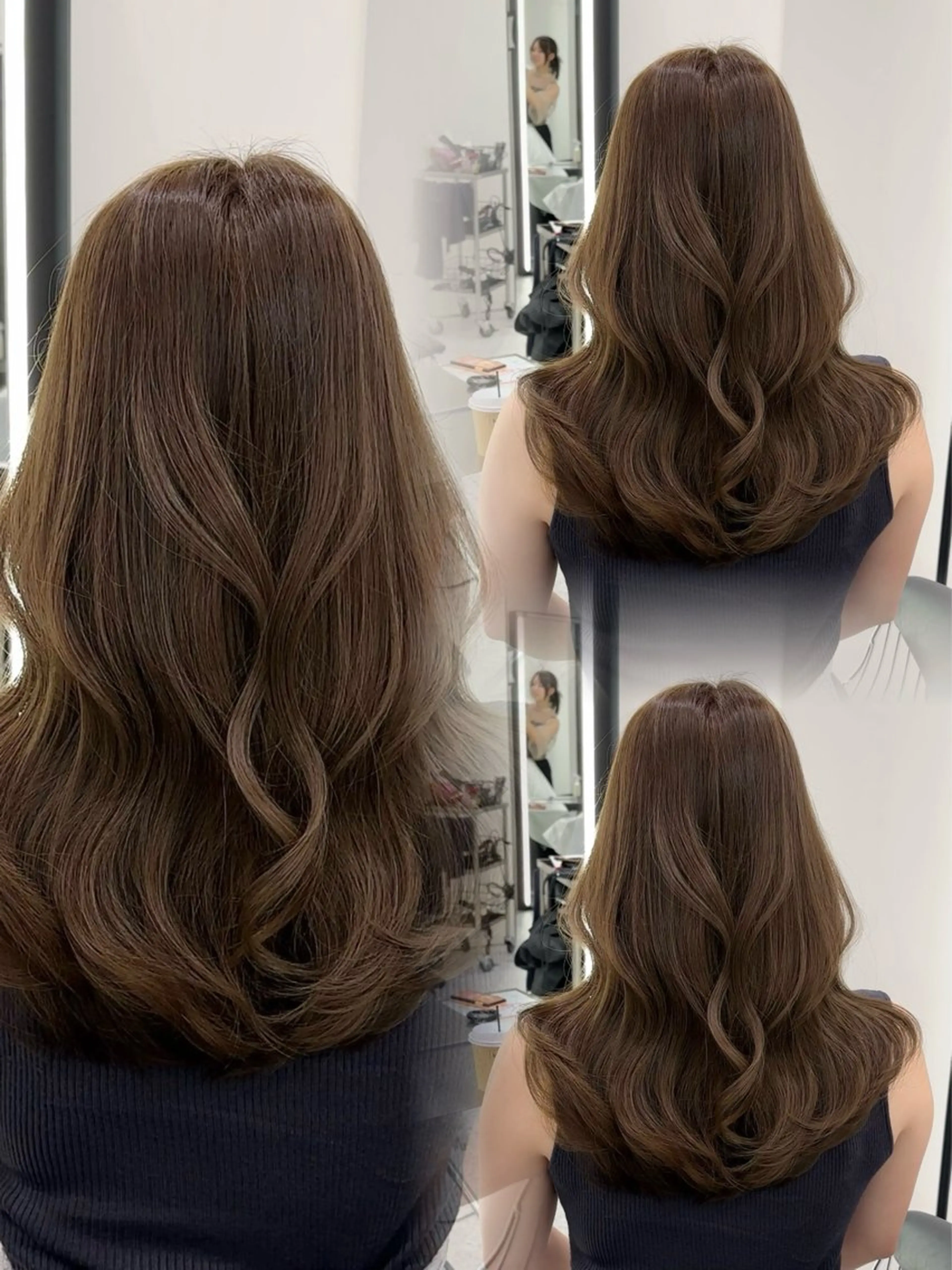 セミロング カラー カット ヘアカラー トリートメント ブリーチなしヘーゼル 🤎透明感カラー 唯のヘアスタイル