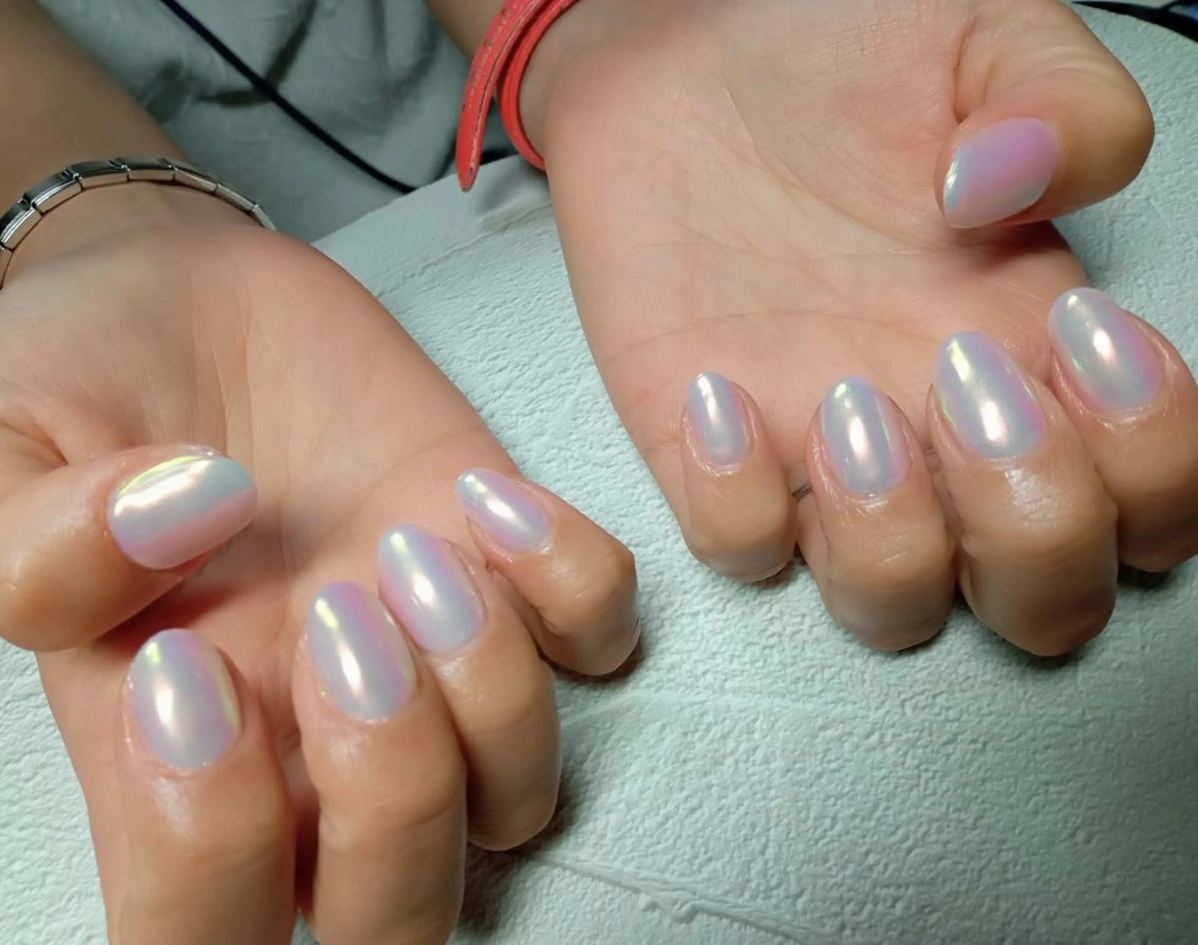 ネイル オーロラネイル フレンチネイル ガラスフレンチ キラキラネイル マグネットネイル ハンドネイル flure de neige yukiのネイルデザイン