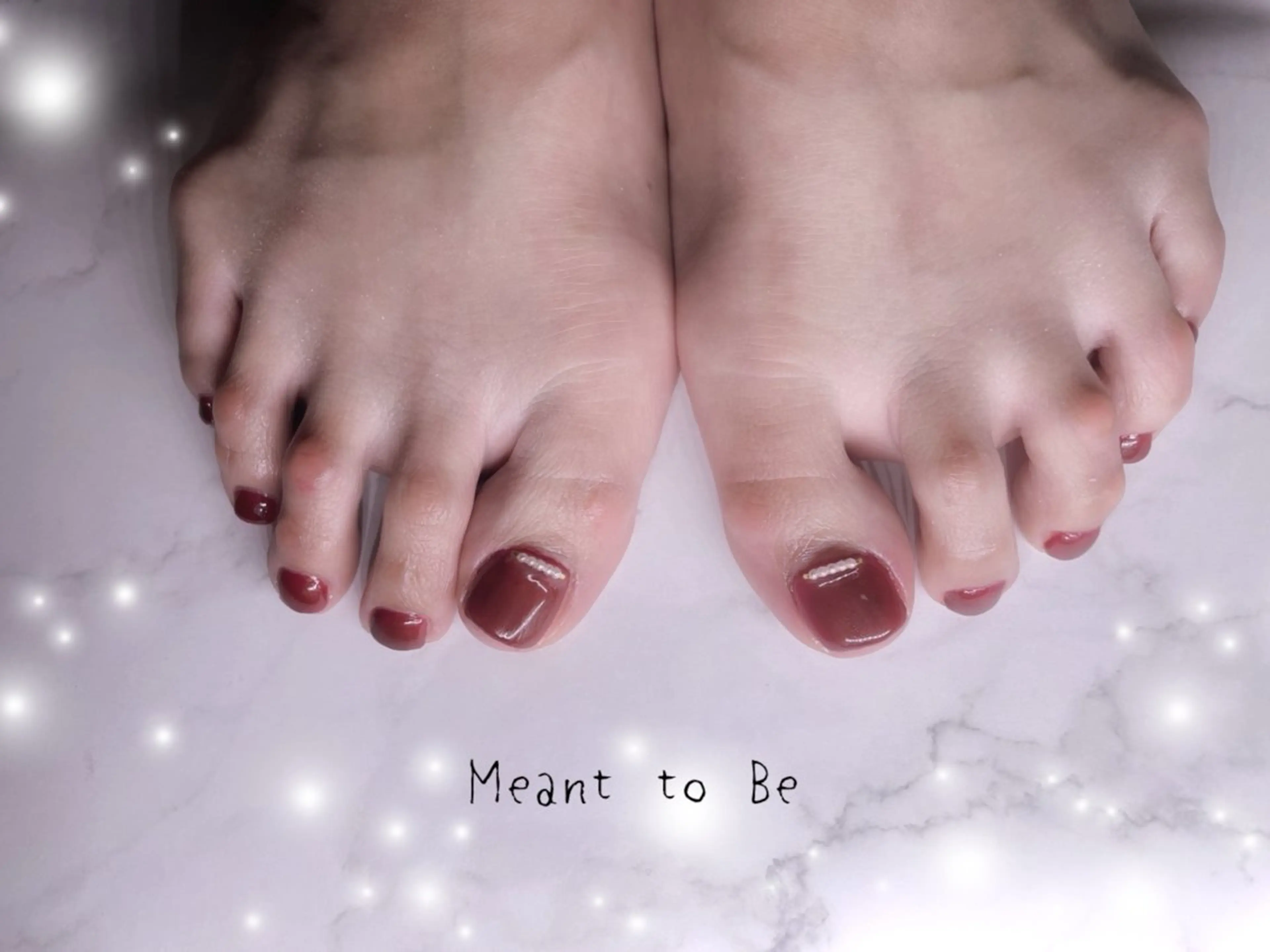 ネイル ボルドー フットネイル ジェルネイル パラジェル Meant to Be〜ご縁に感謝〜のネイルデザイン