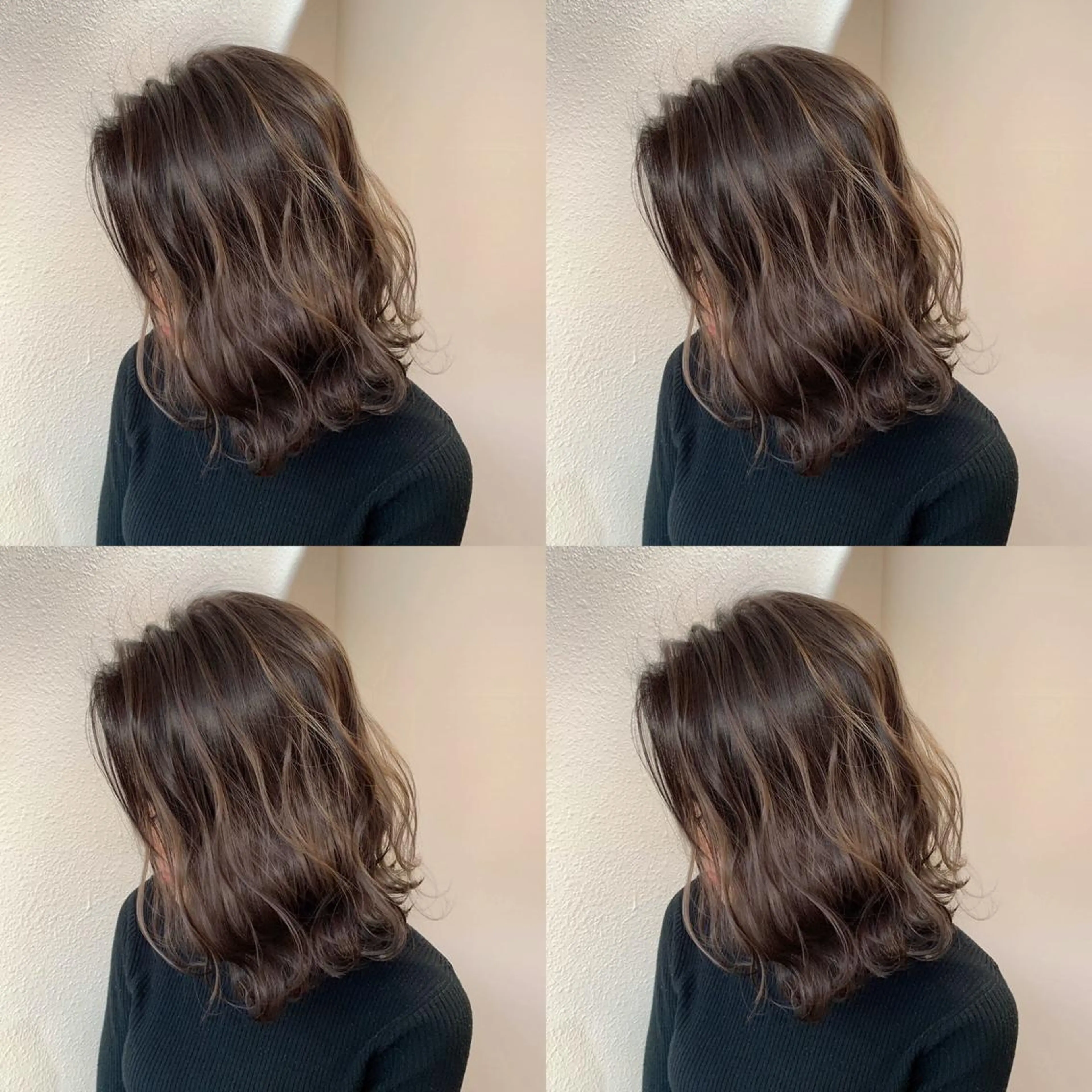 セミロング カラー バレイヤージュ ハイライトカラー ハイライト レイヤーカット 似合わせ/ブリーチ カラー.岡田友仁のヘアスタイル