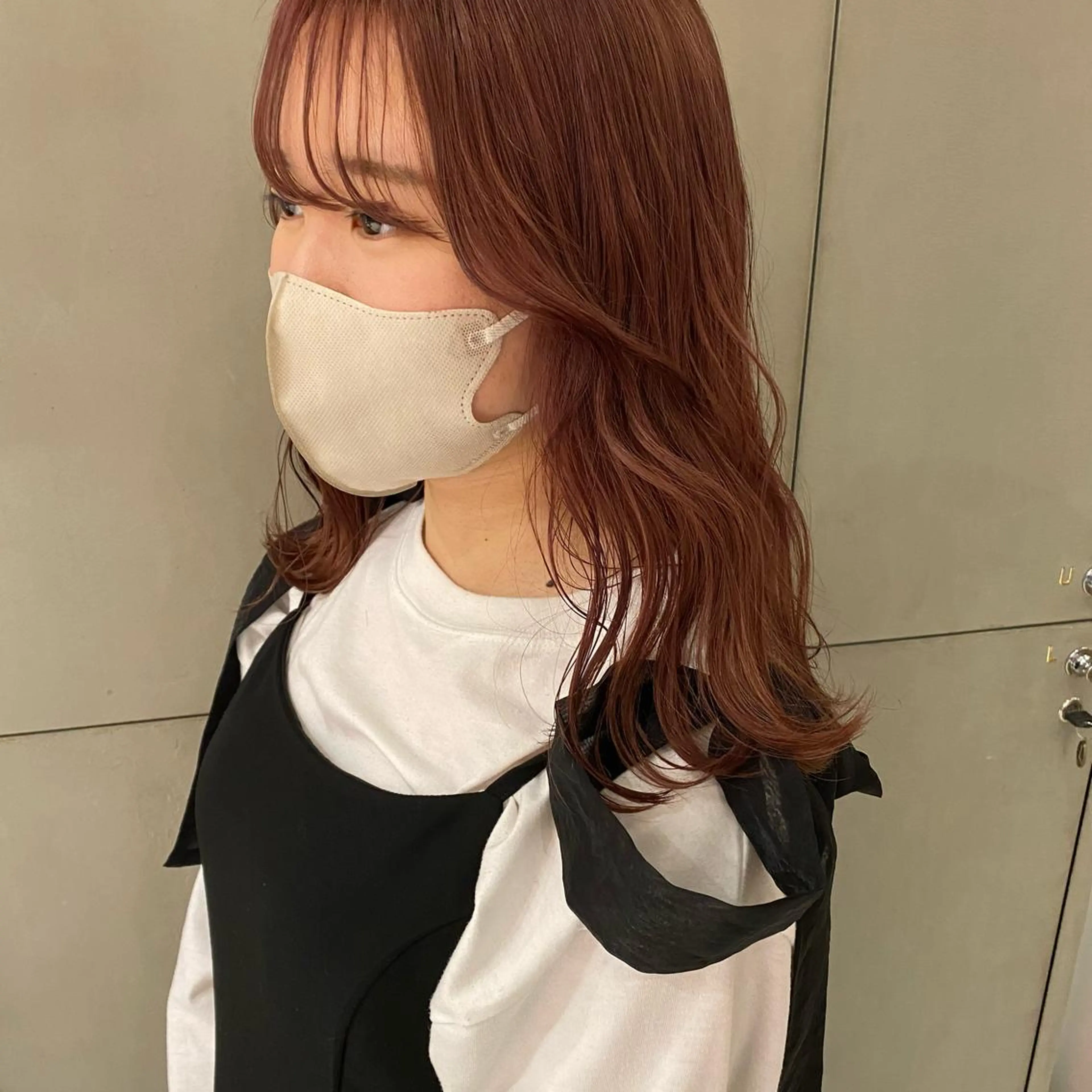 ミディアム カラー ブリーチ ブラウンカラー ピンクカラー ピンクブラウン ヘアカラー アオヌマミユ☁️ /ボブ/ハイトーン/のヘアスタイル