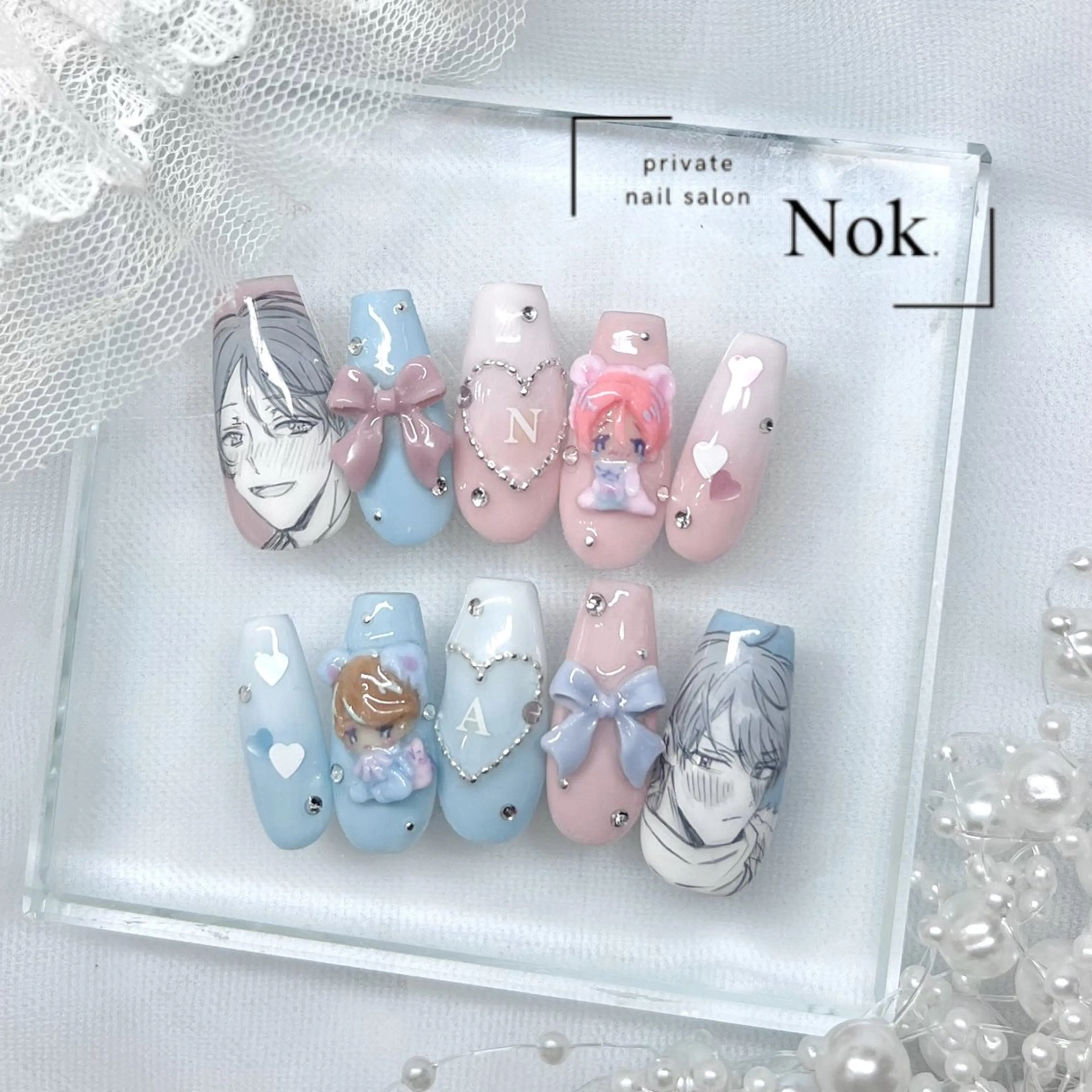 ネイル リボン ハンドネイル 池袋痛ネイル Nok. 渡辺のネイルデザイン