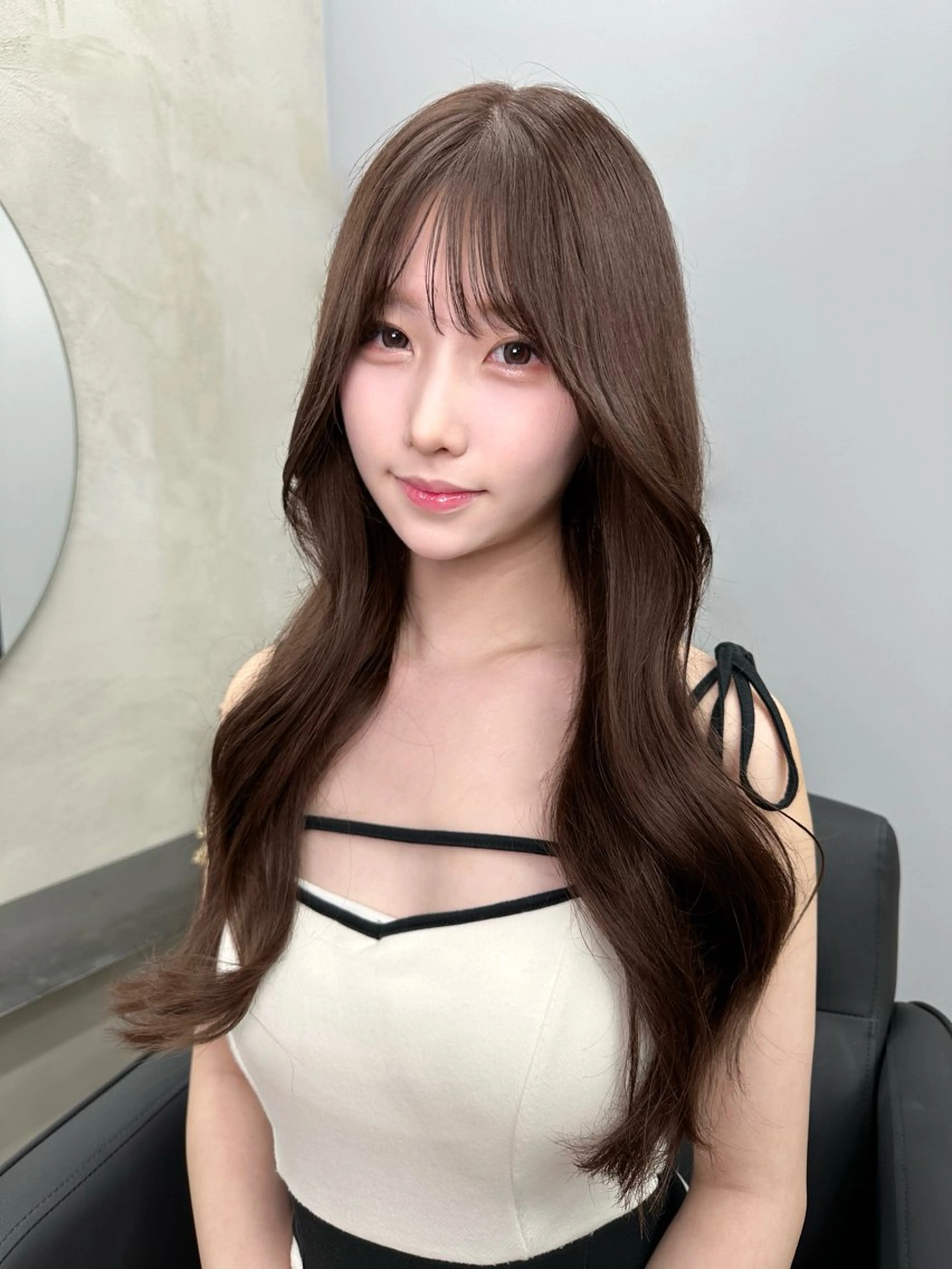 ロング カット ヘアカラー トリートメント 韓国風/ワンホンヘア 髪質改善/MaCoのヘアスタイル