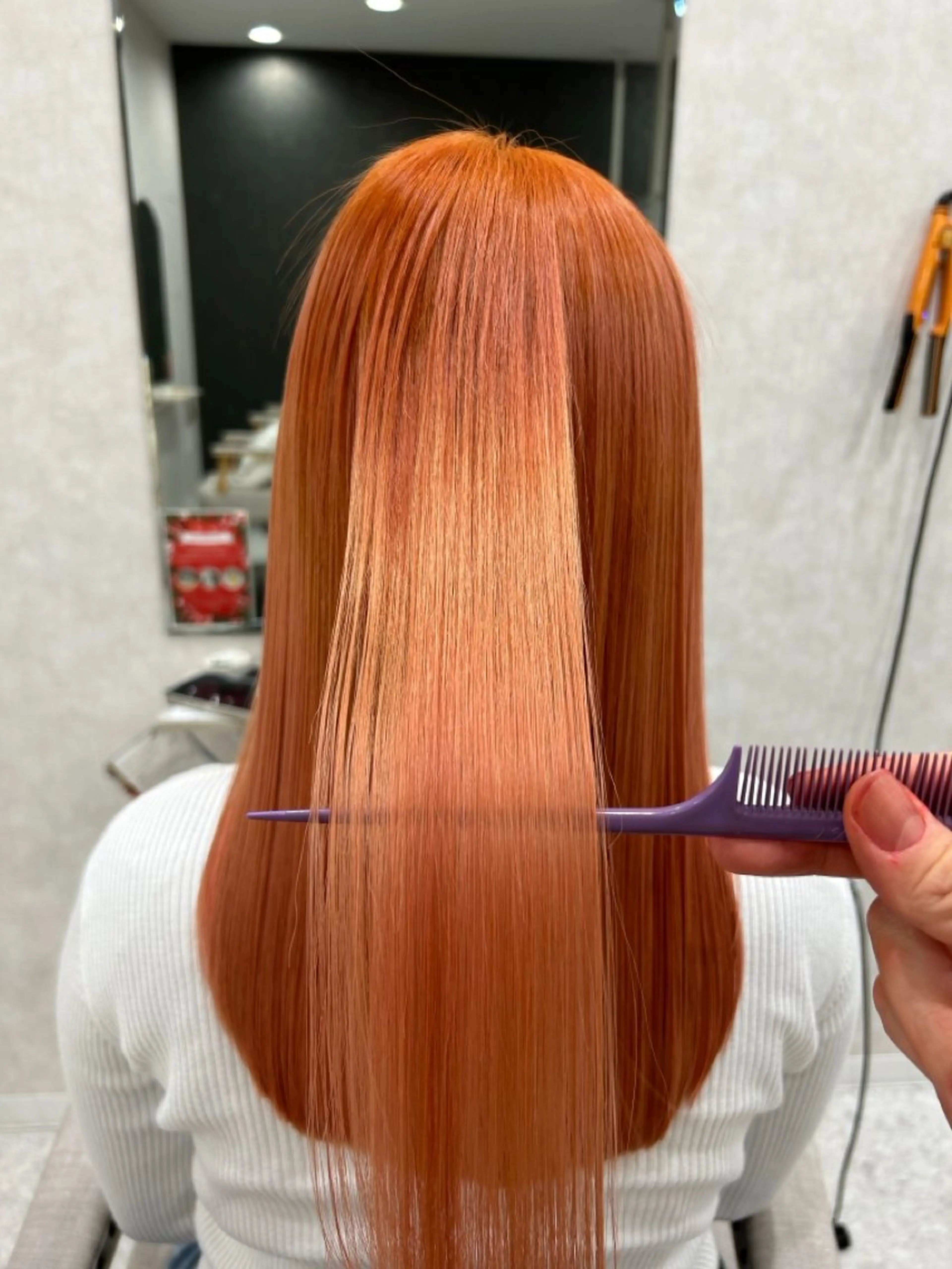 ロング カラー オレンジ 山碕 遼のヘアスタイル