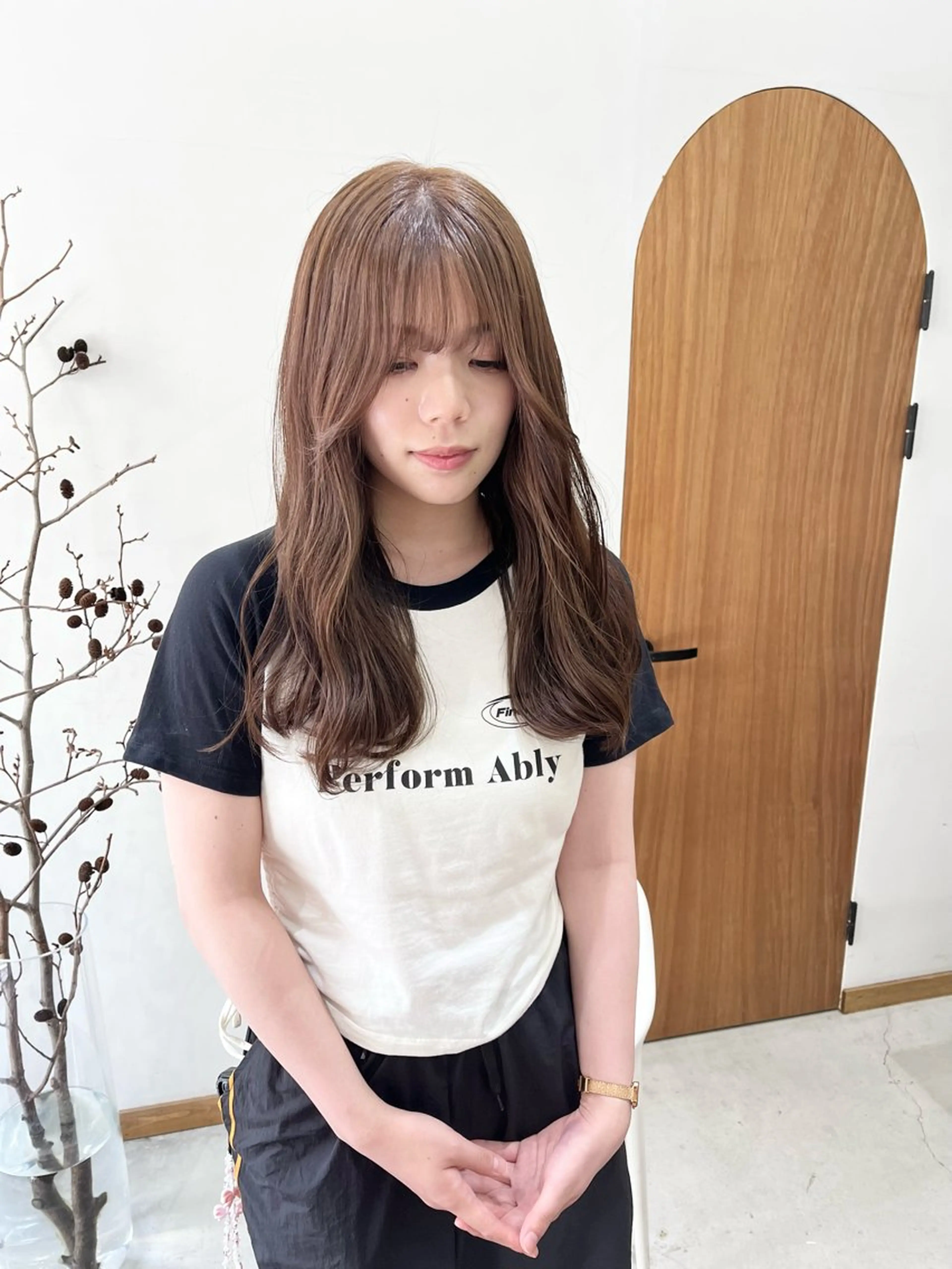 ロング カラー ヘアアレンジ ブリーチ ブラウンカラー 透明感カラー ダブルカラー ブリーチなしカラー ena/ブリーチなし 暖色・ベージュ🎀のヘアスタイル