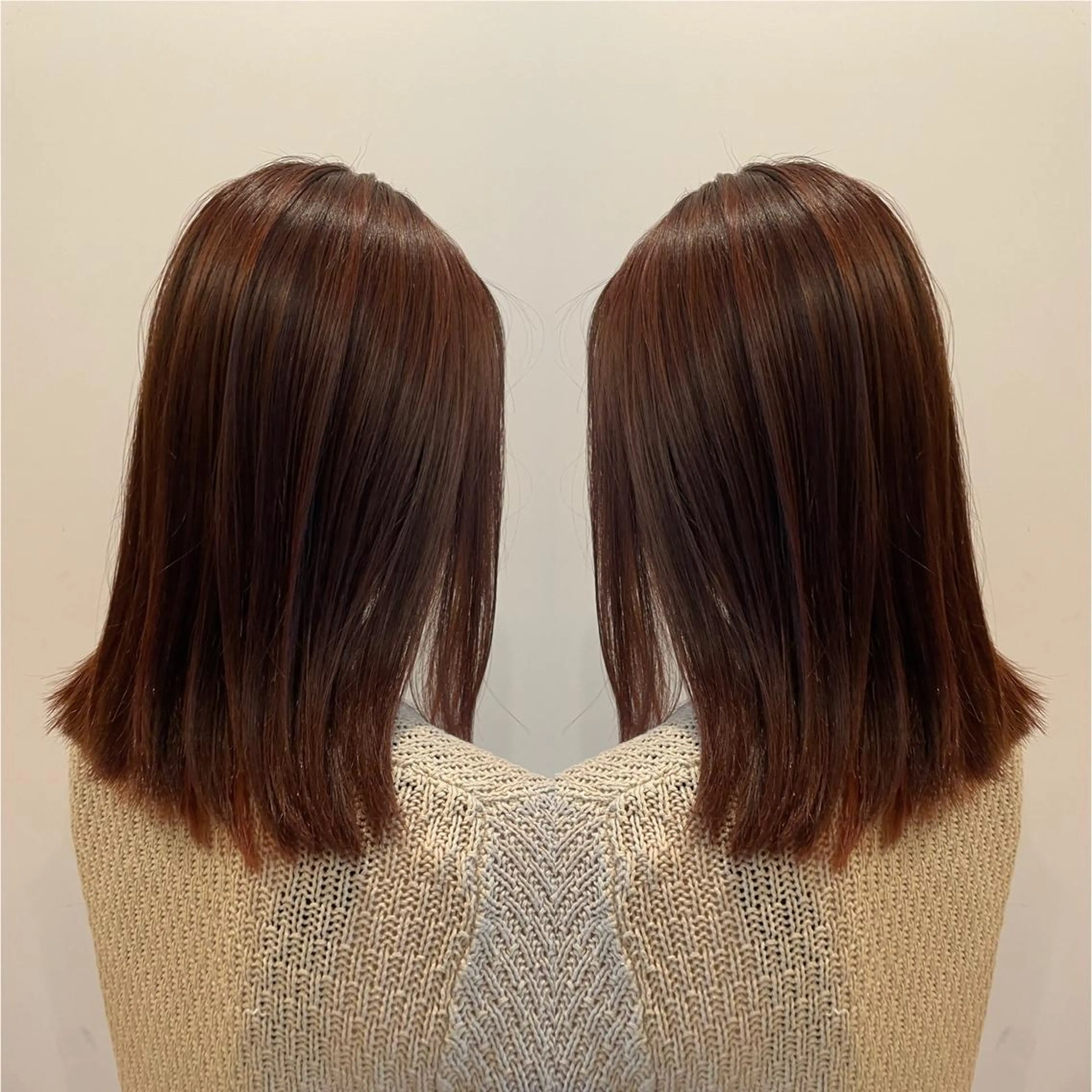 セミロング カラー バレイヤージュ ピンクカラー レイヤーカット 坂井翔　kiju オーナースタイリストのヘアスタイル