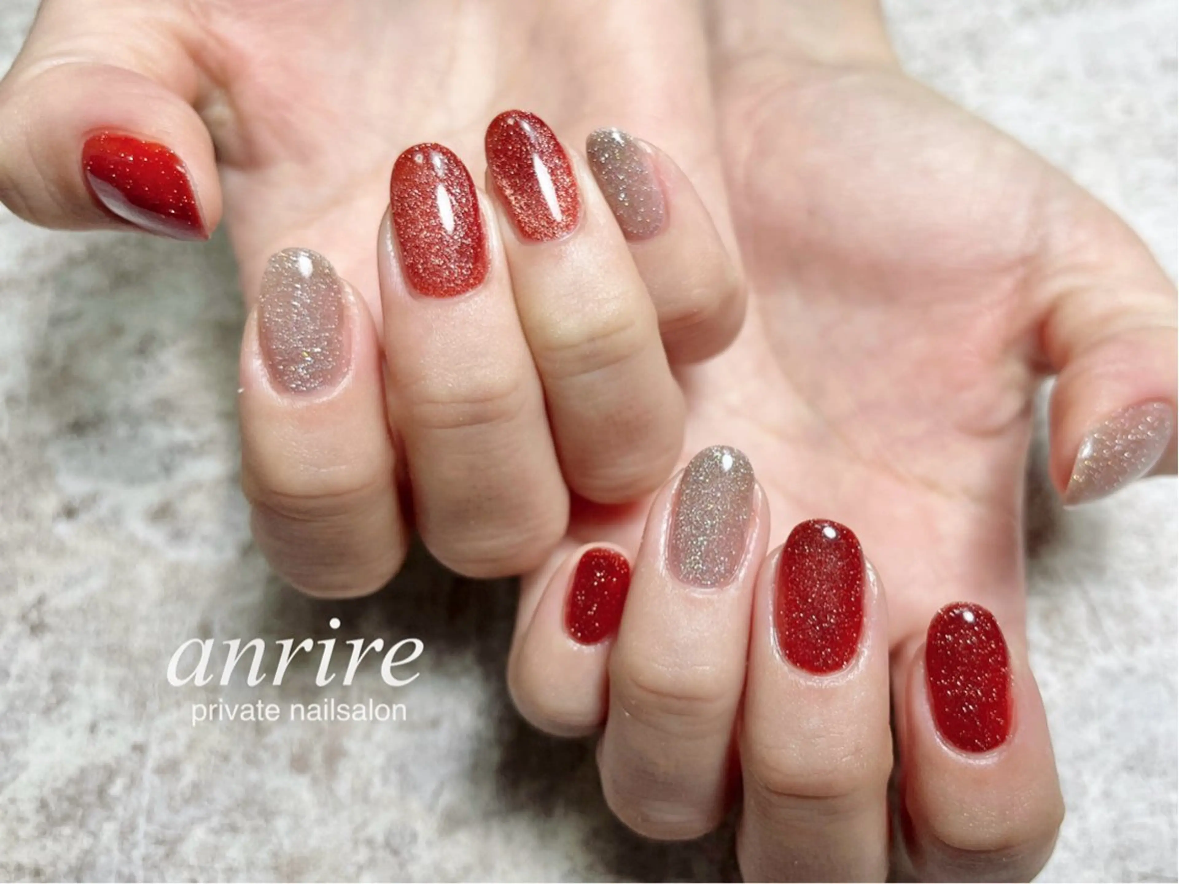 ネイル ボルドー フラッシュネイル フラッシュマグ ジェルネイル マグネットネイル ハンドネイル nail salon anrire〜アンリール〜所属・nailsalon anrireのネイルデザイン