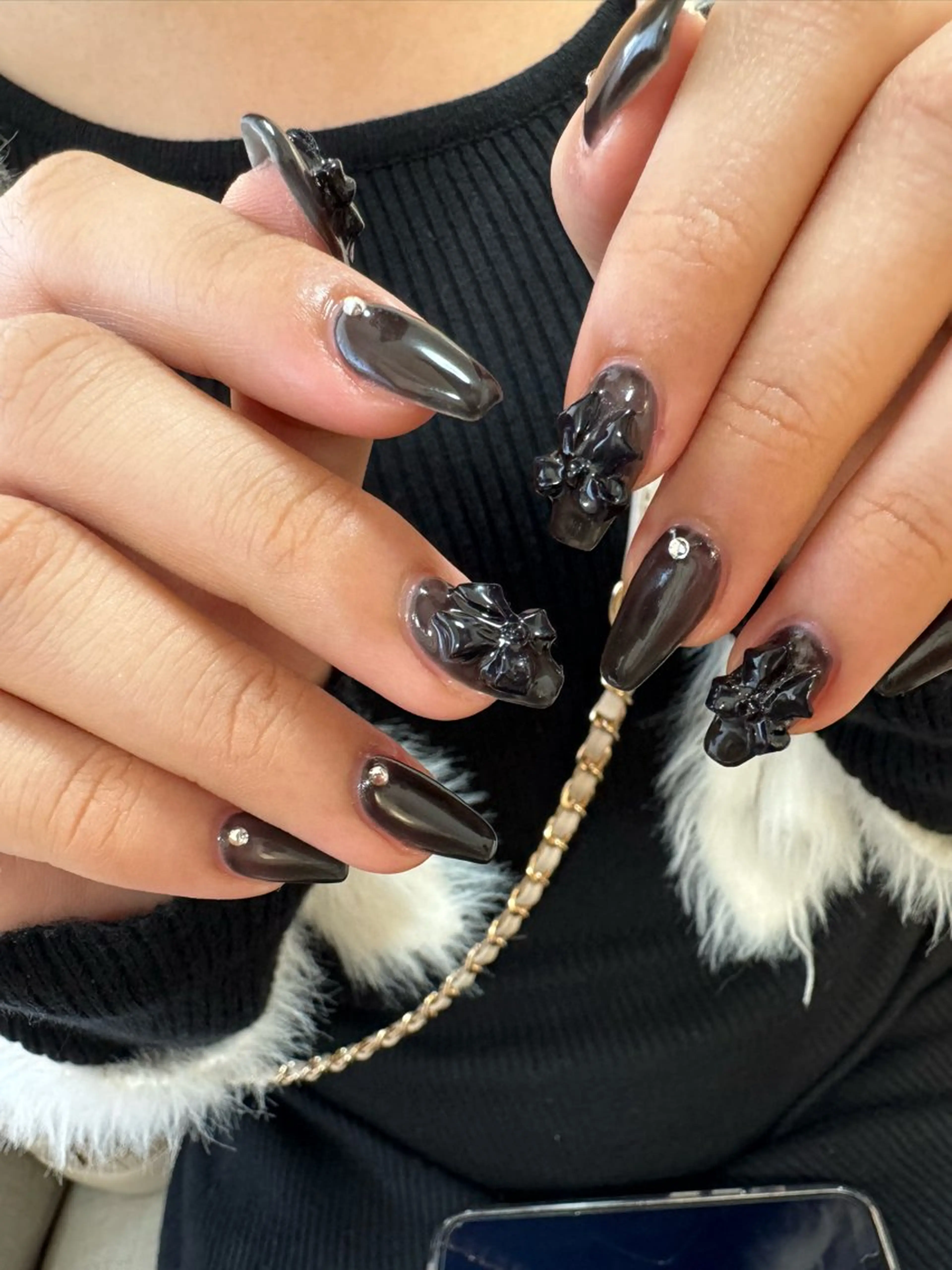 ネイル ジェルネイル 韓国ネイル 持ち込み パラジェル リボン ハンドネイル flowers nailのネイルデザイン