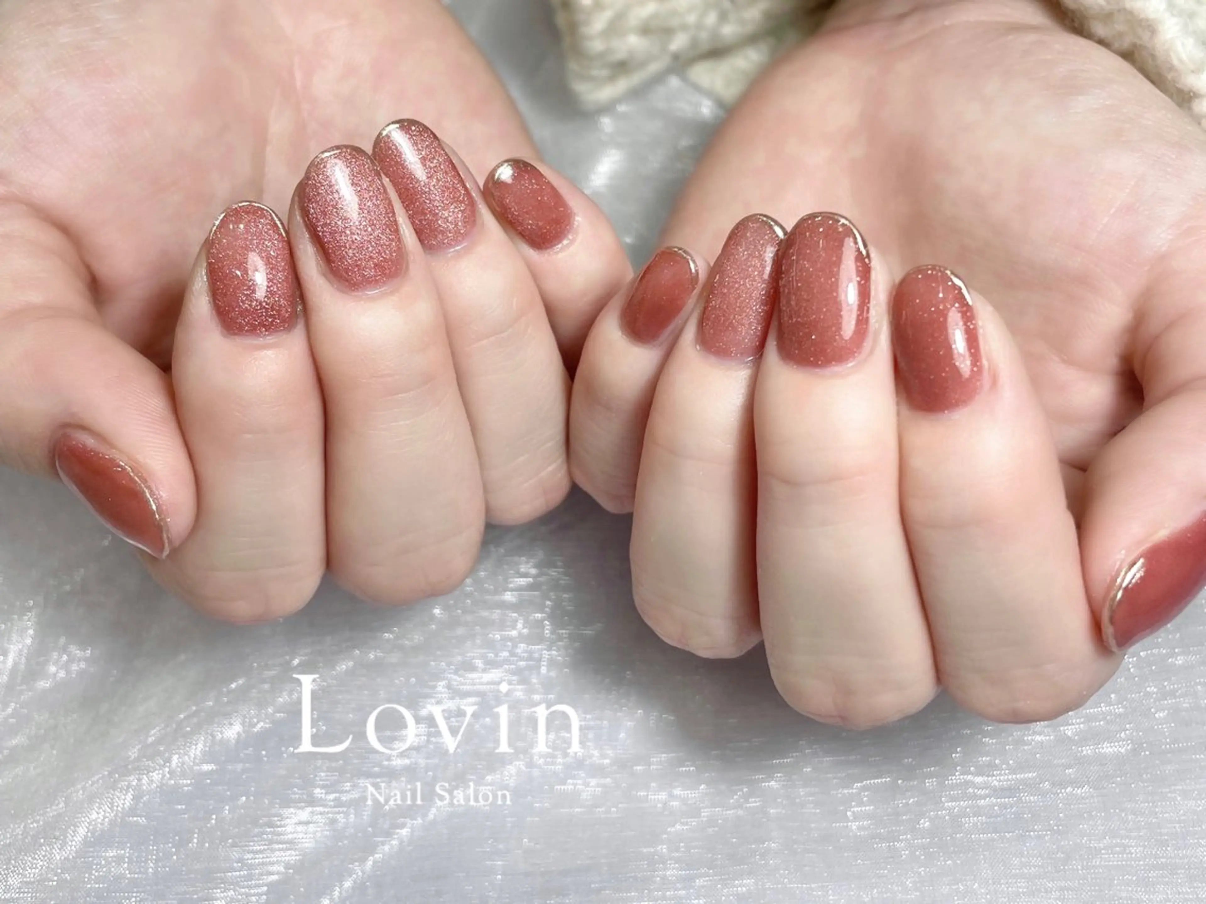 ネイル フレンチネイル ジェルネイル マグネットネイル ミラーネイル オフィスネイル パラジェルプレミアムサロン nail care &spa Lovin［ラヴィン］所属・Azegami Minaのネイルデザイン