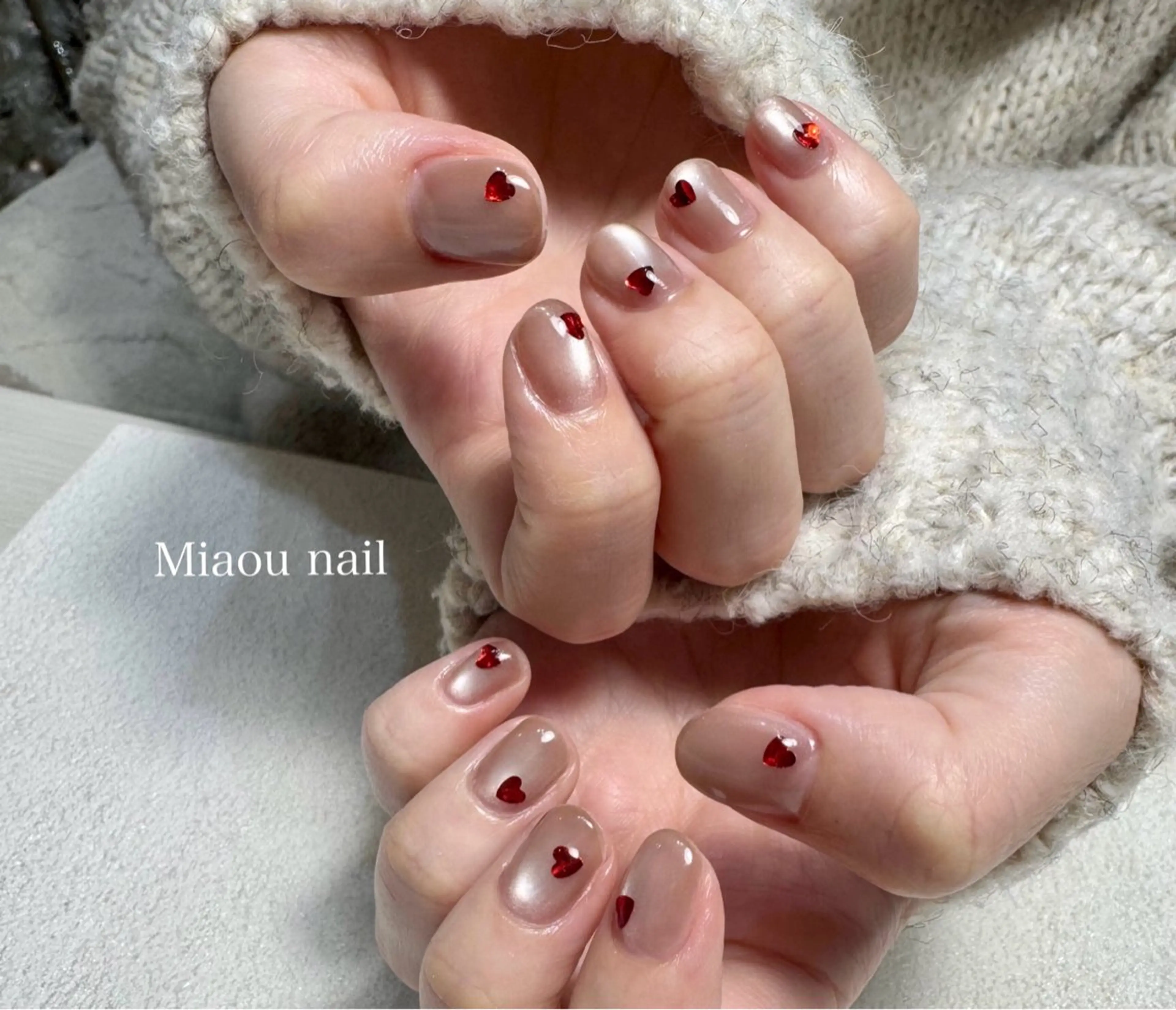 ネイル ハート ハンドネイル Miaou nail ミャウ ネイルのネイルデザイン