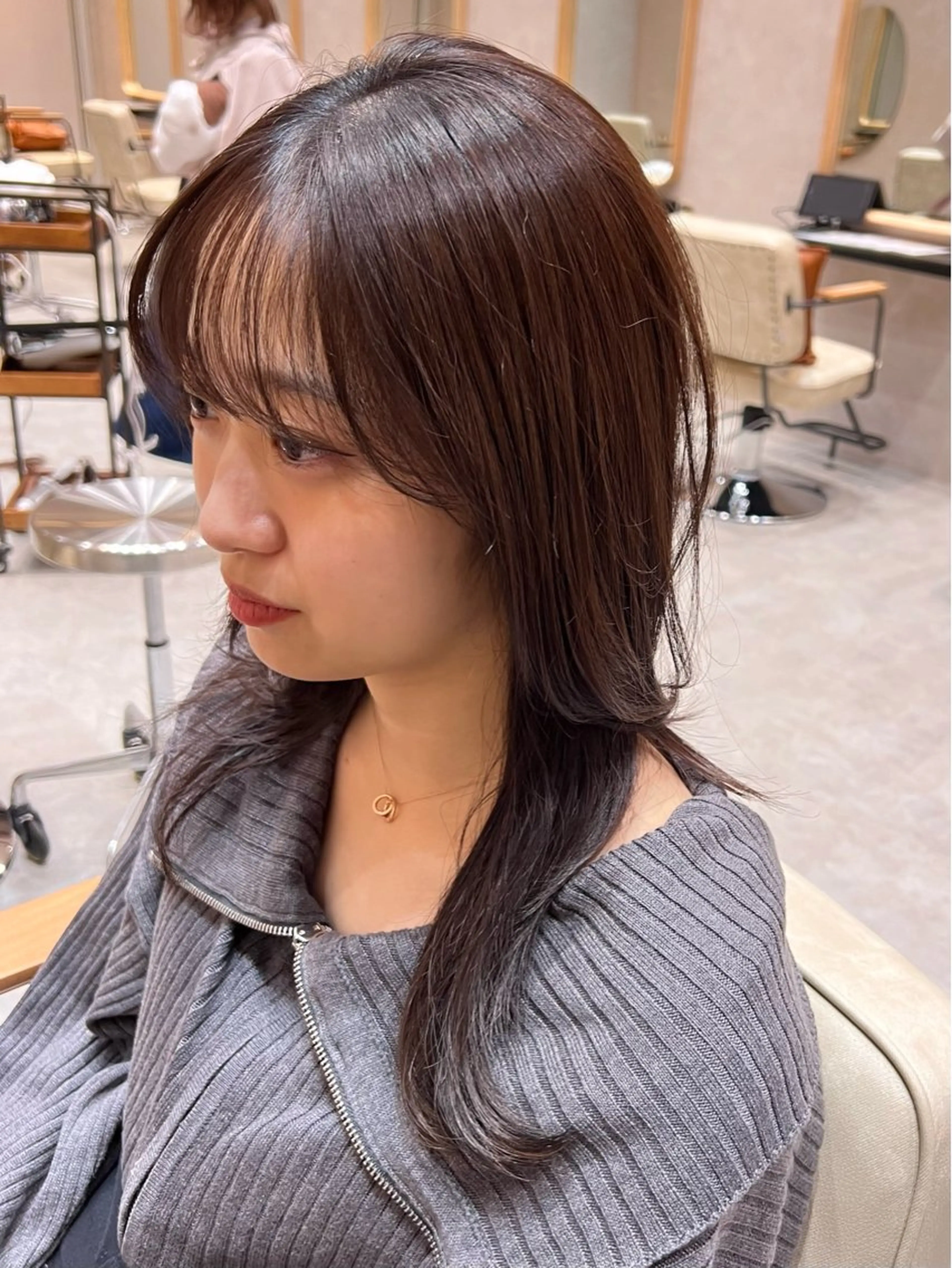 セミロング カラー ブラウンカラー ココアブラウン モカブラウン ヘアカラー トリートメント 透明感/明るめ ヘア/kazui🐈のヘアスタイル