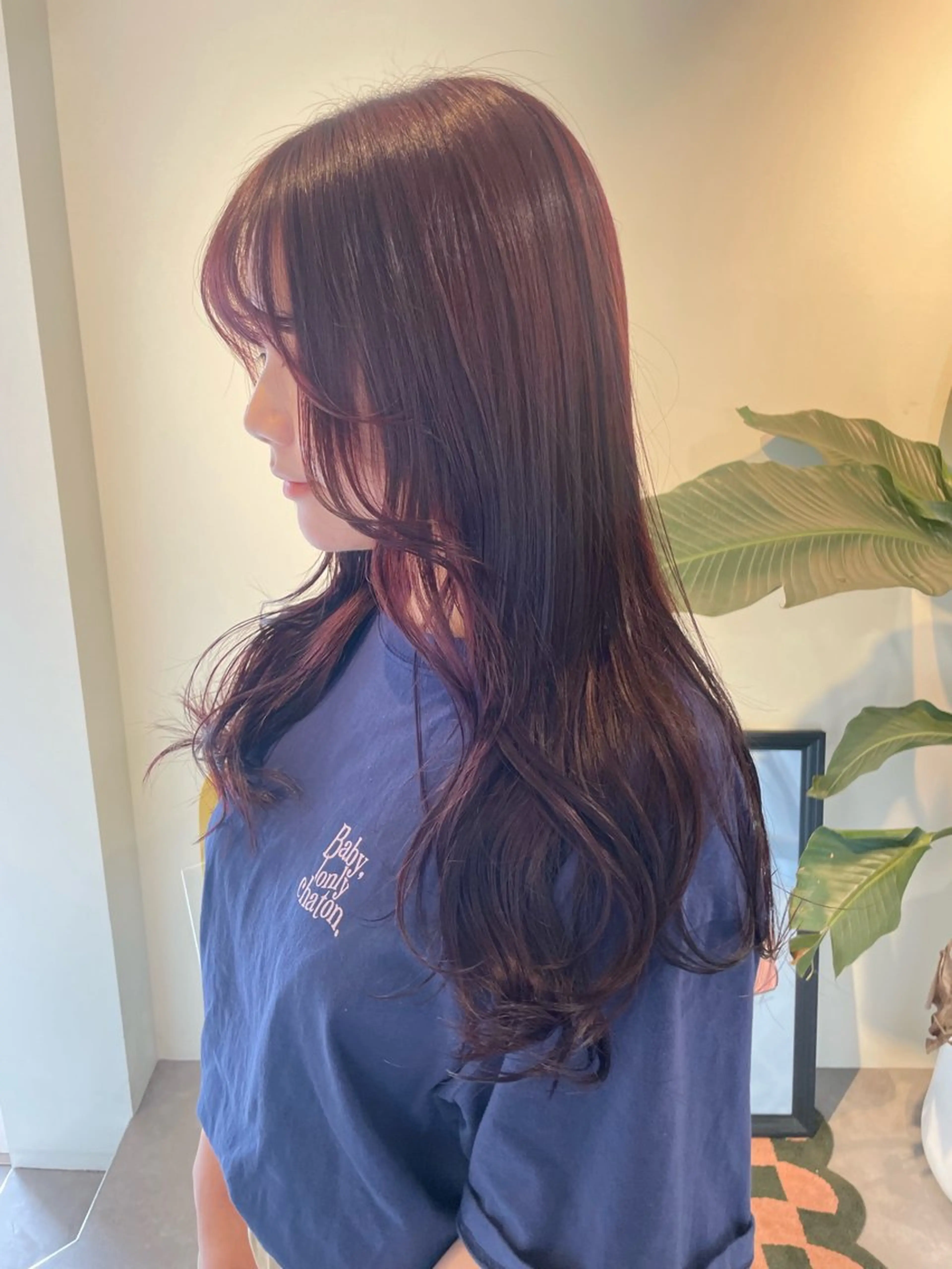 ロング カラー レッドカラー ヘアカラー トリートメント 若月 あやかのヘアスタイル