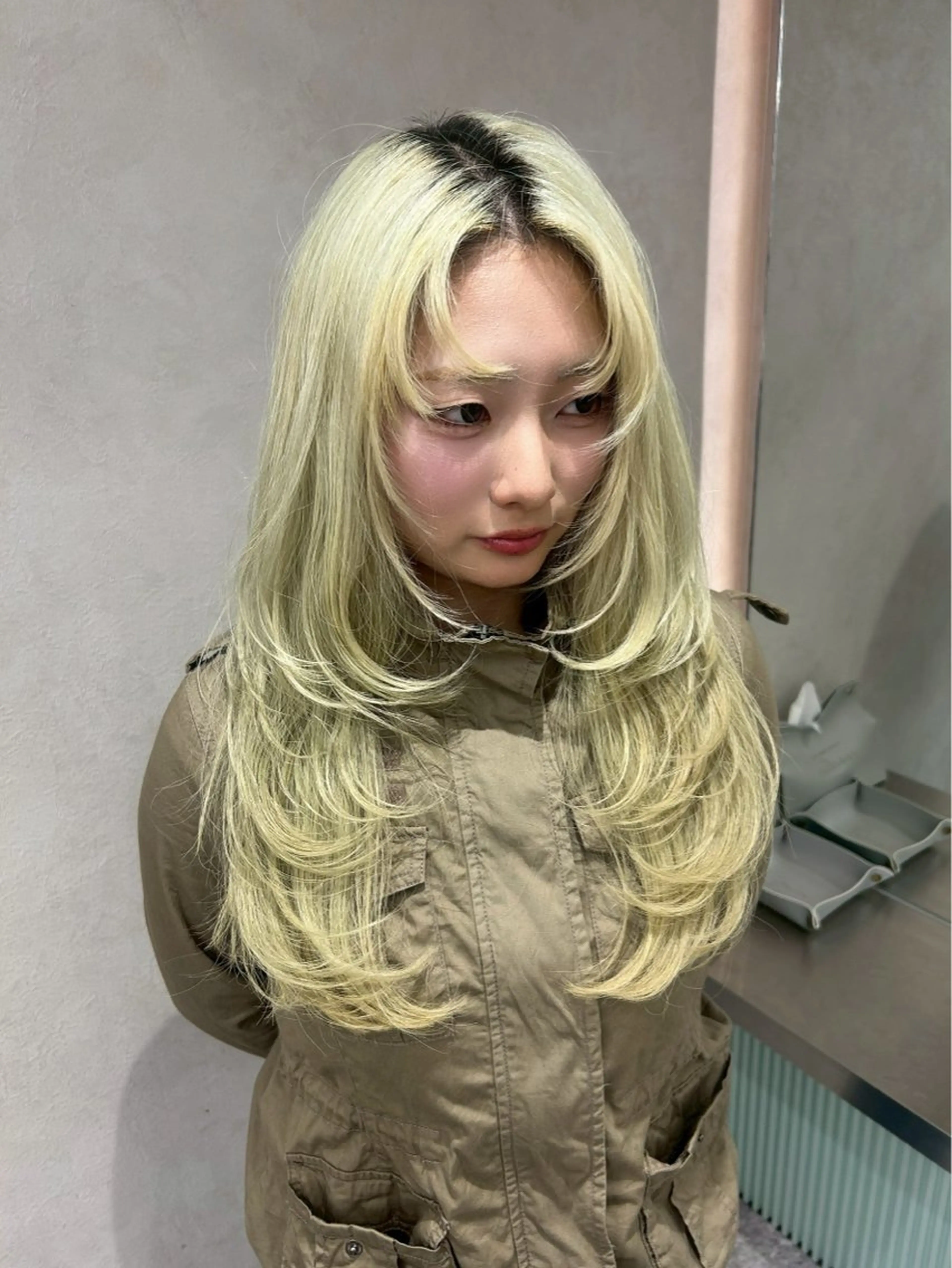 ロング ハッシュカット ハイレイヤー 韓国風ヘア レイヤーカット Lond mare ✂︎YUTAのヘアスタイル